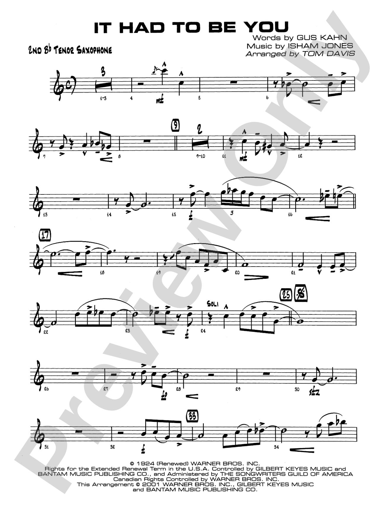 It Had to Be You: 2nd B-flat Tenor Saxophone