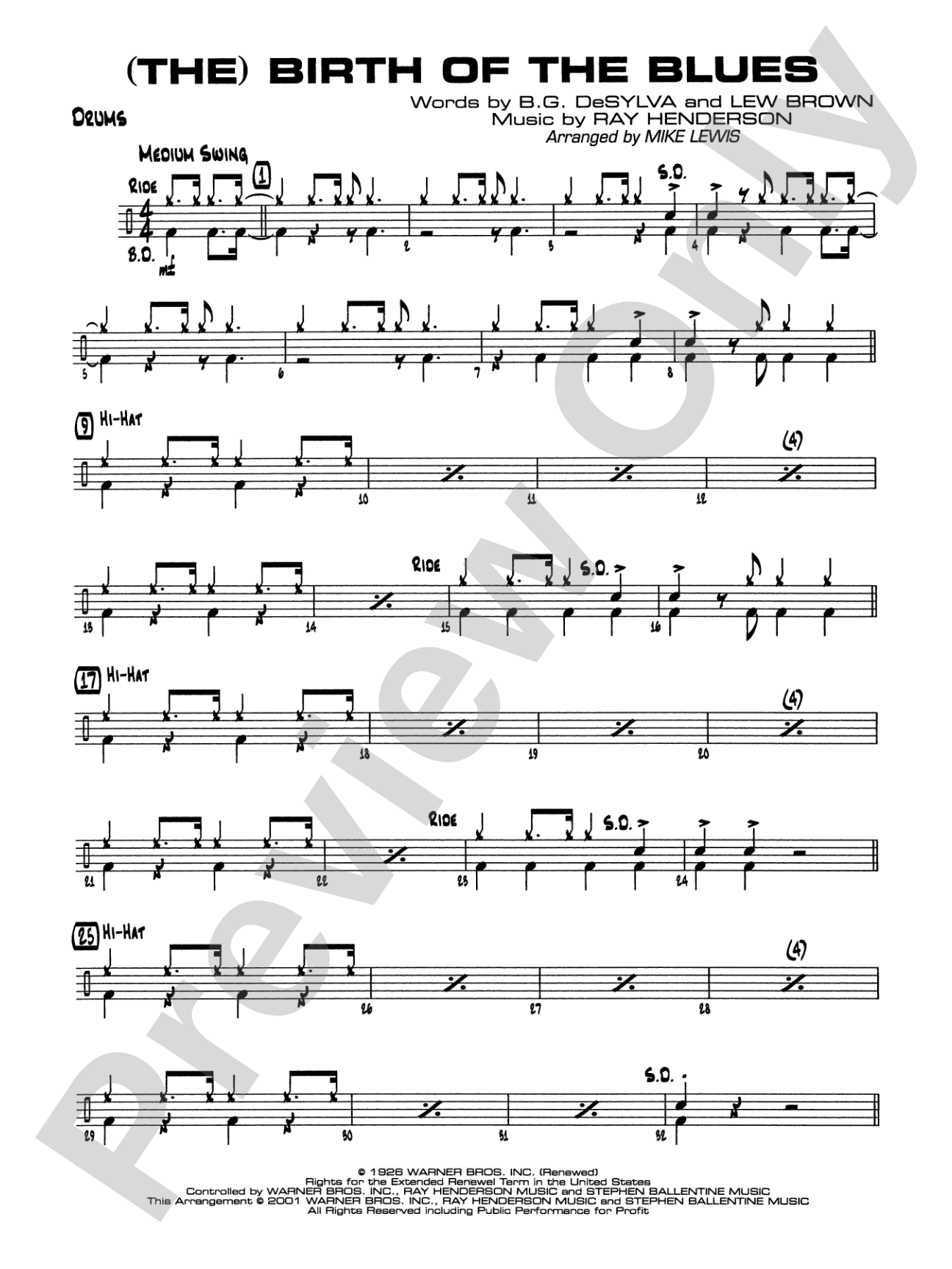 (The) Birth of the Blues: Drums