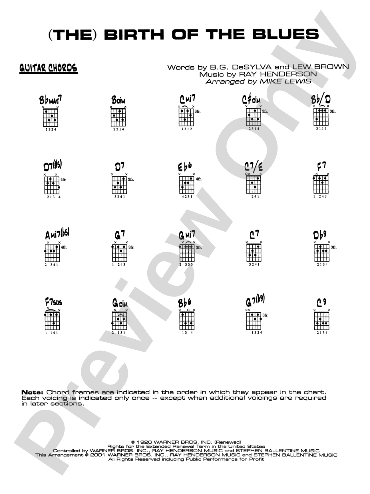 (The) Birth of the Blues: Guitar Chords