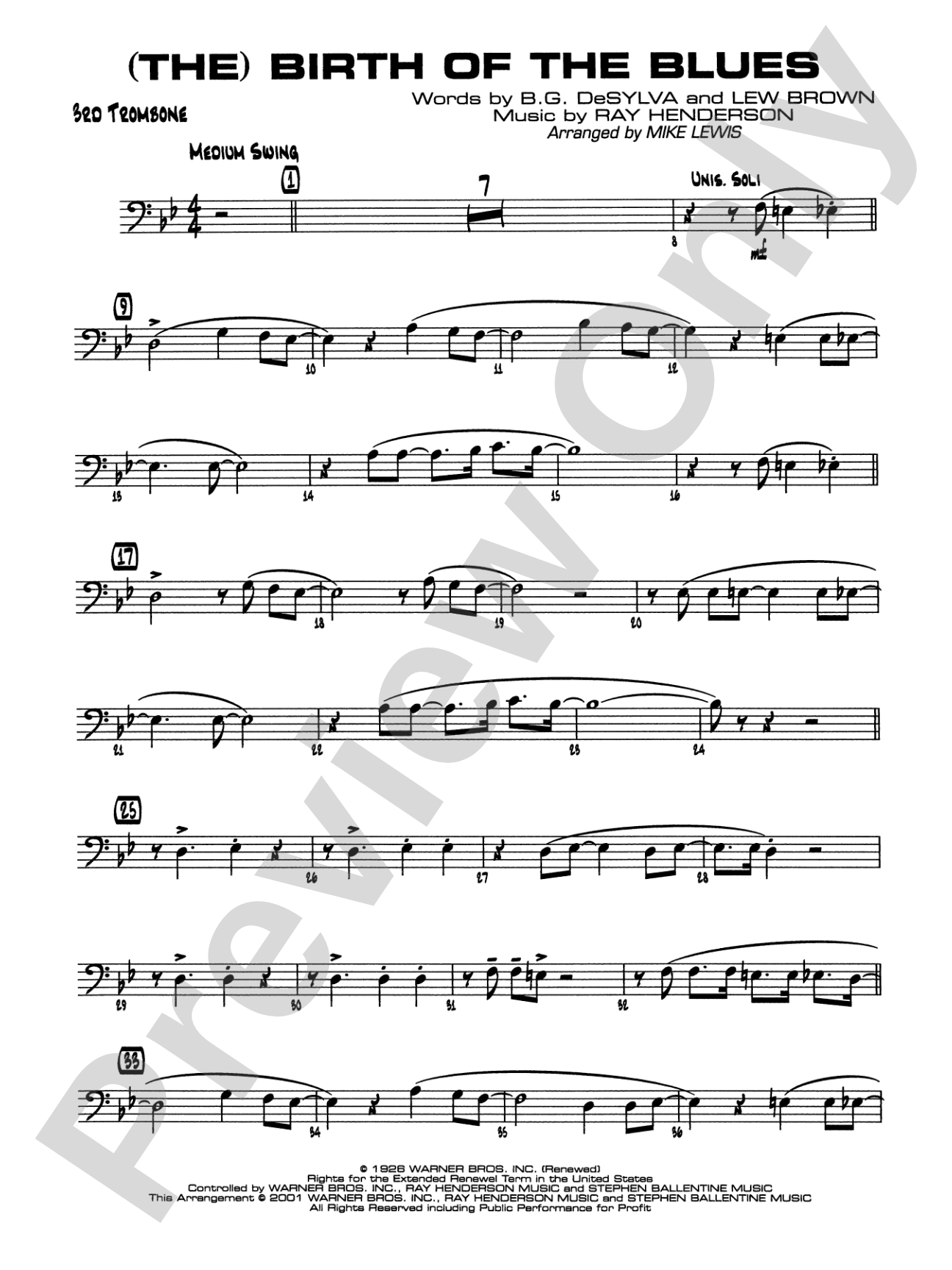 (The) Birth of the Blues: 3rd Trombone