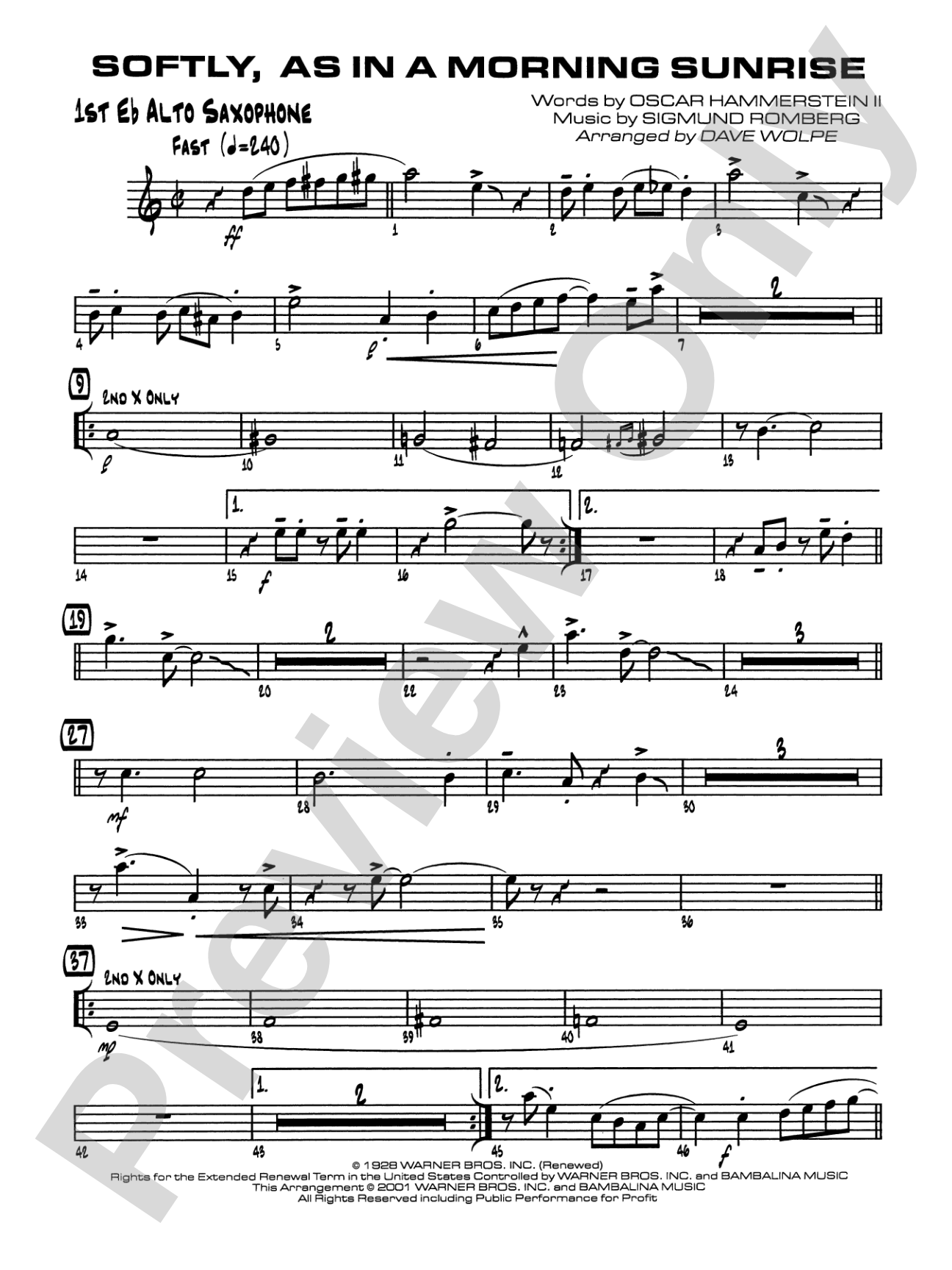 Softly, As in a Morning Sunrise: E-flat Alto Saxophone