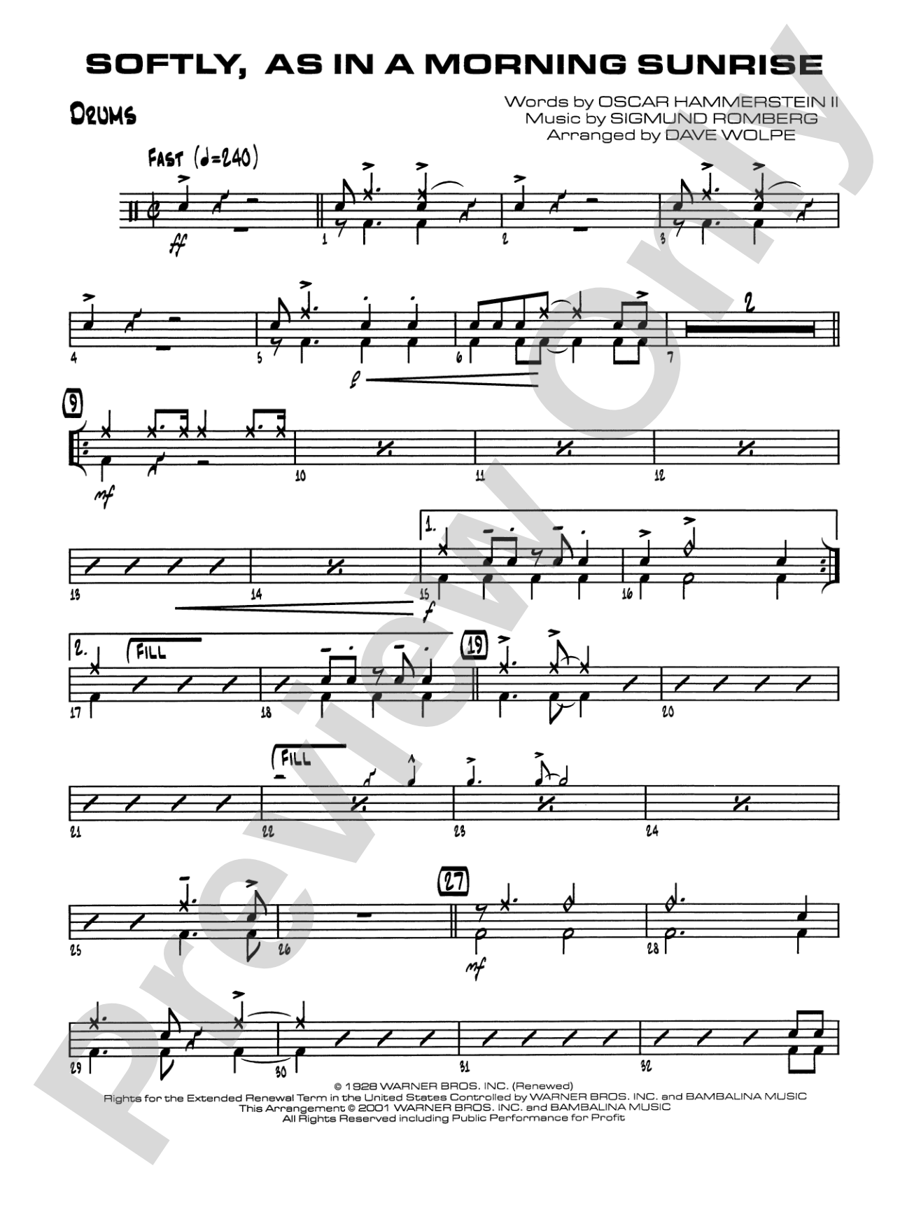 Softly, As in a Morning Sunrise: Drums