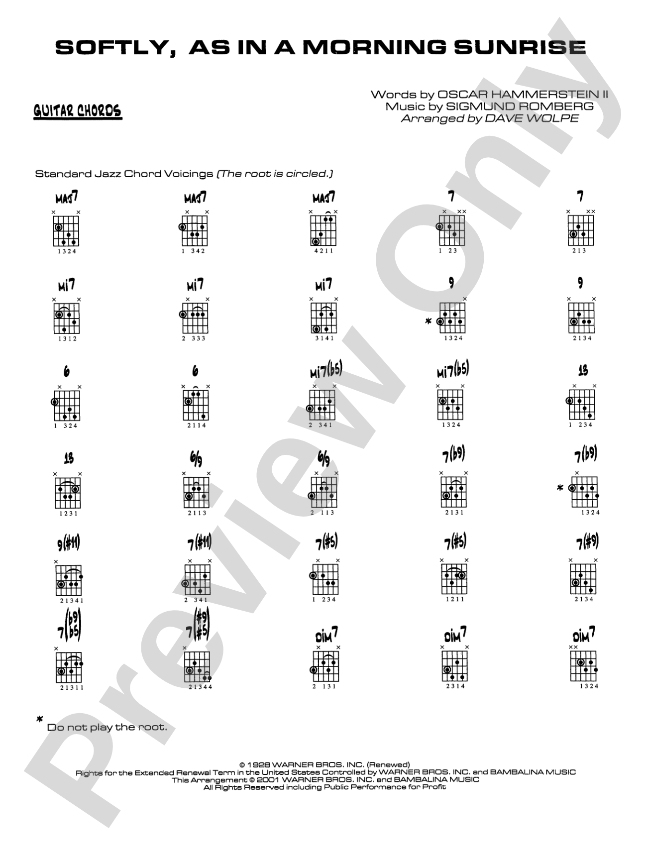Softly, As in a Morning Sunrise: Guitar Chords