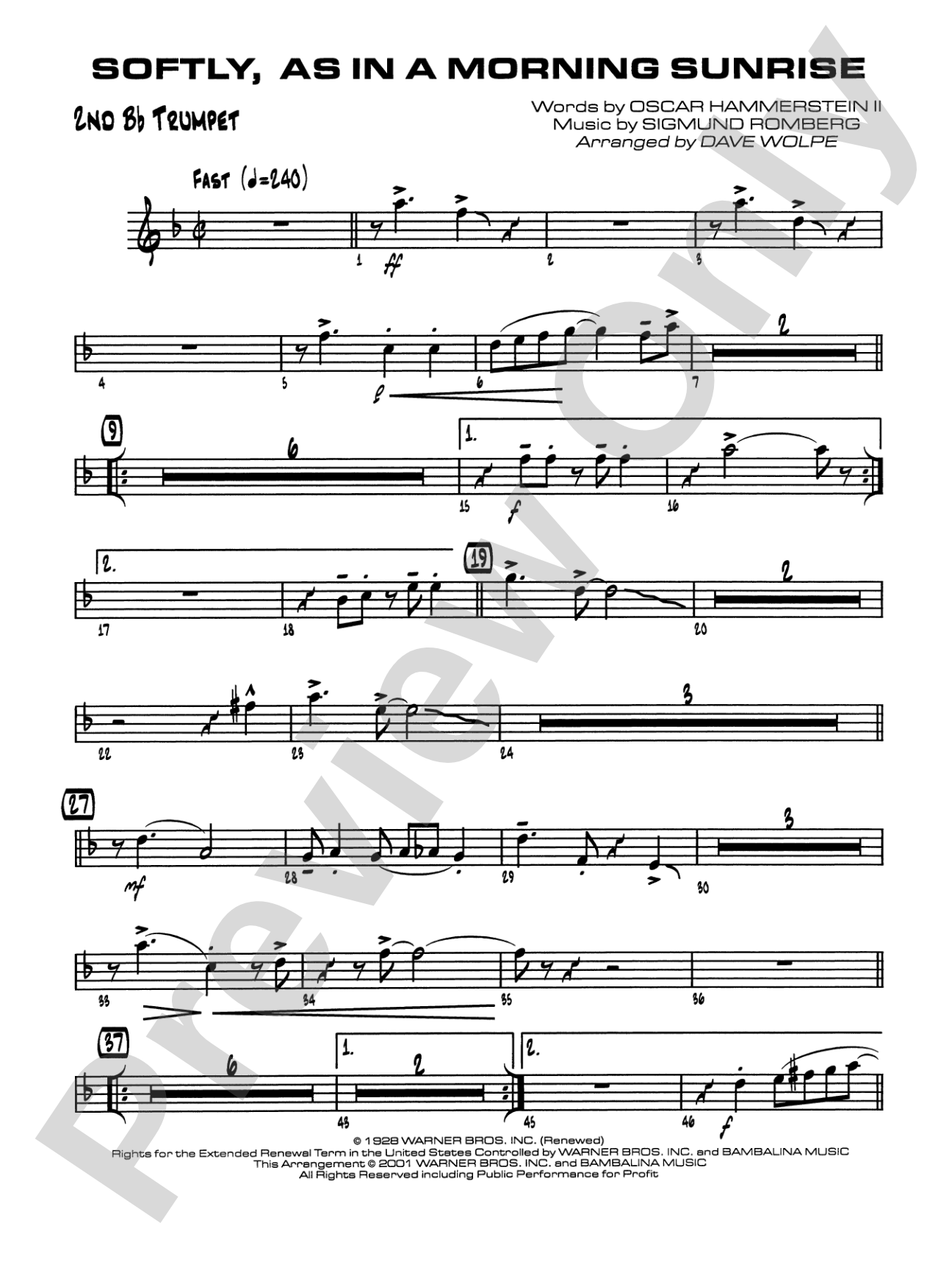 Softly, As in a Morning Sunrise: 2nd B-flat Trumpet