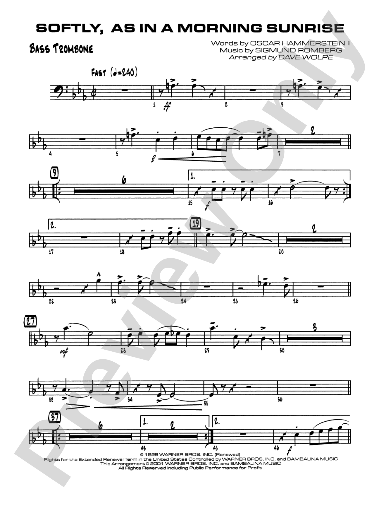 Softly, As in a Morning Sunrise: 4th Trombone