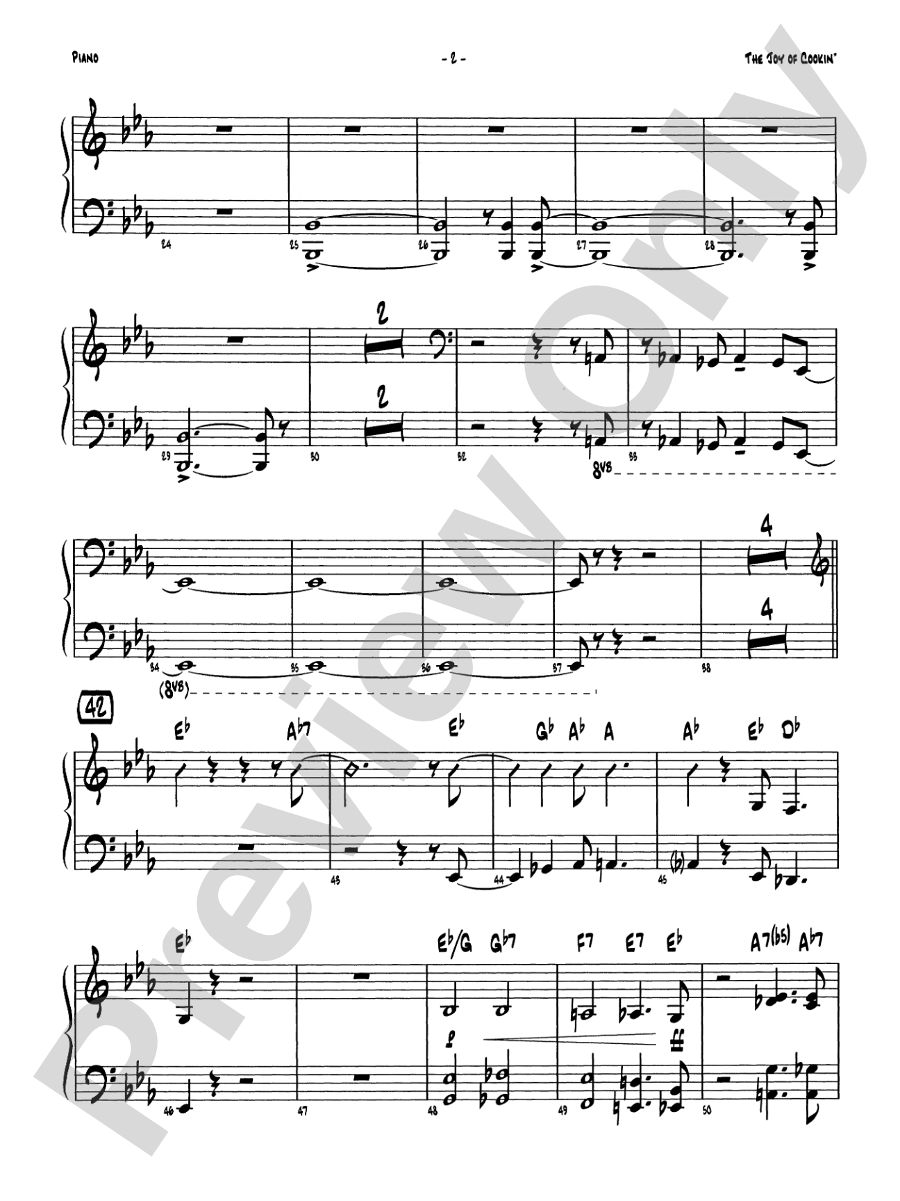 The Joy of Cookin': Piano Accompaniment