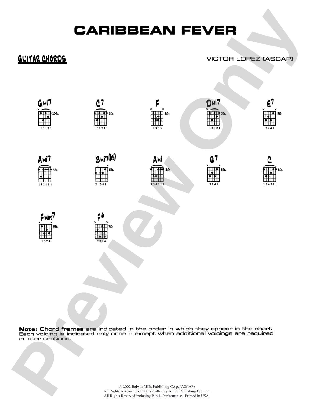 Caribbean Fever: Guitar Chords