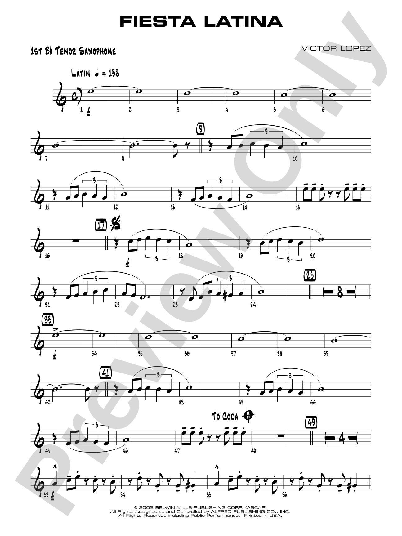 Fiesta Latina: B-flat Tenor Saxophone