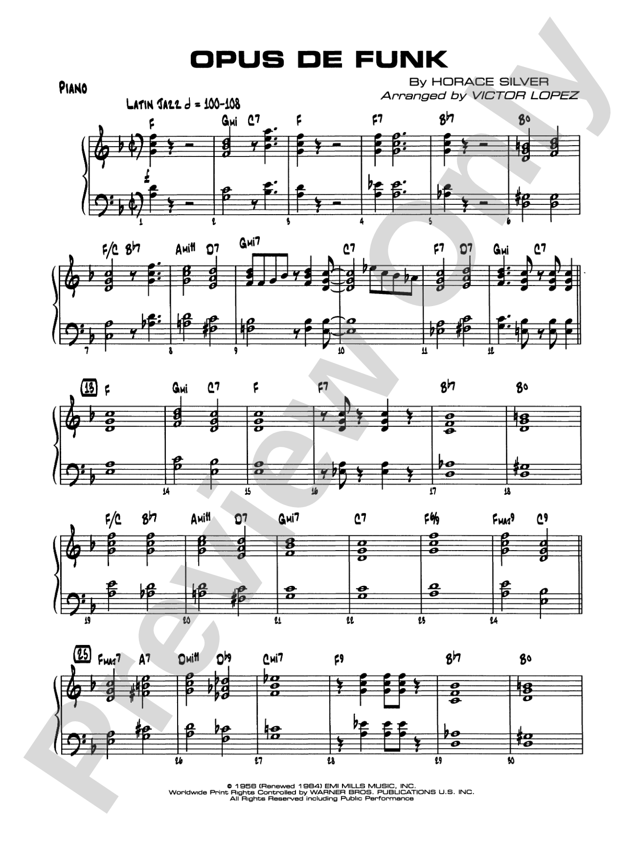 Opus de Funk: Piano Accompaniment