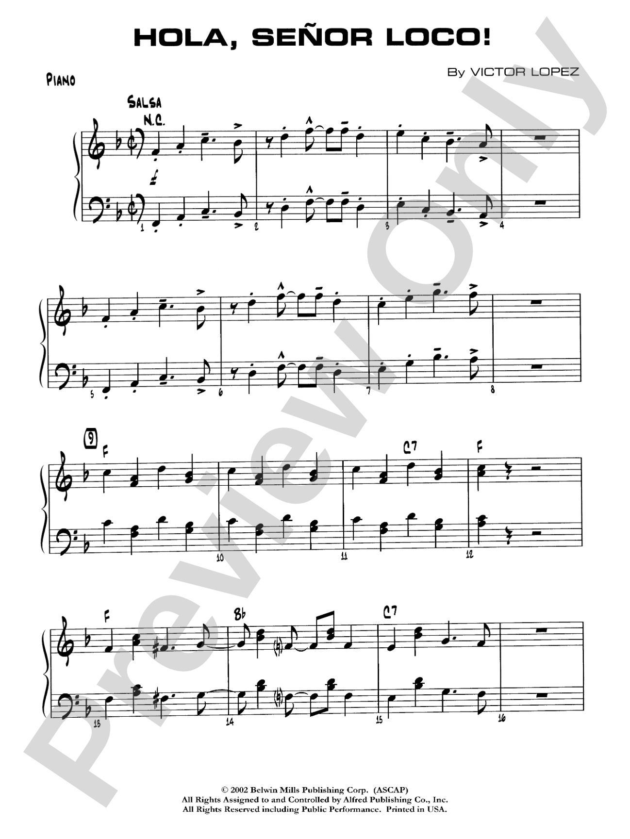 Hola, Señor Loco!: Piano Accompaniment