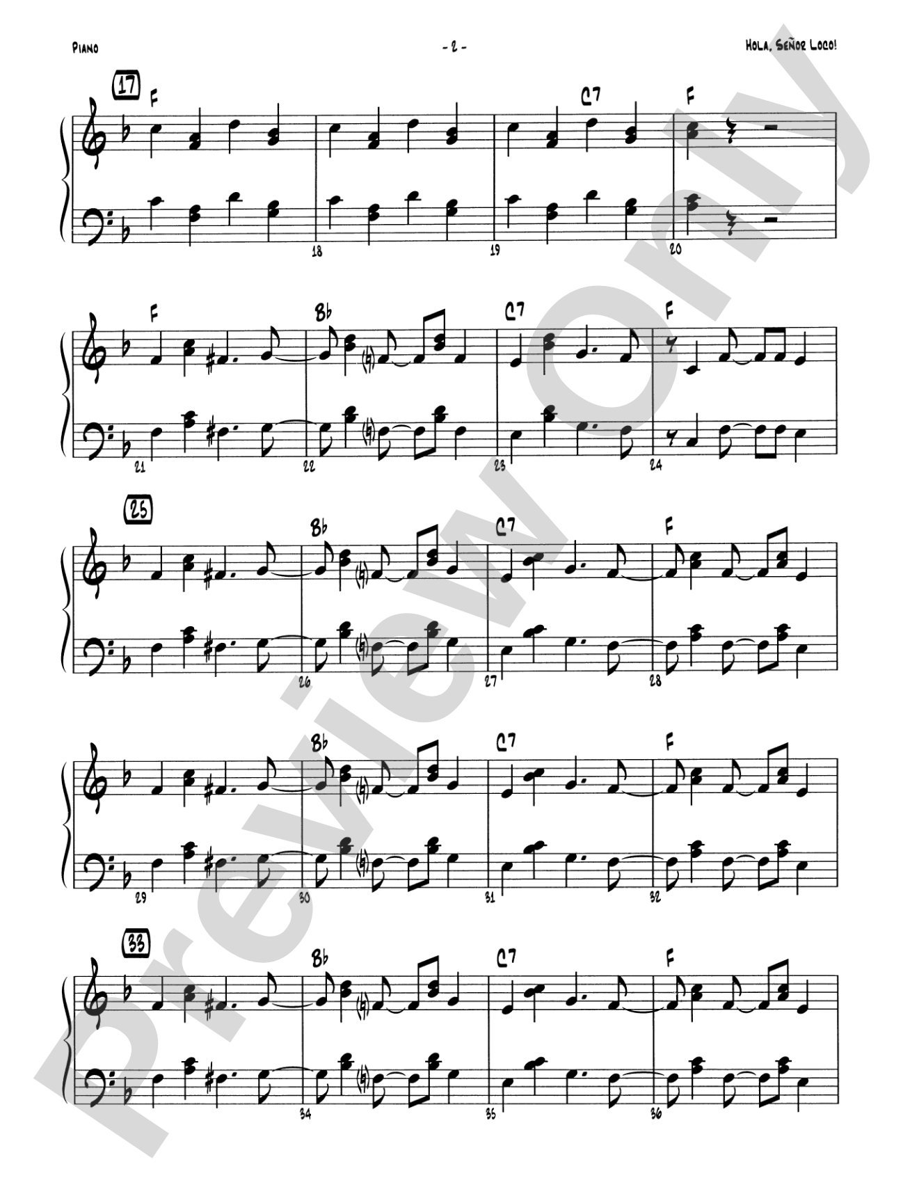 Hola, Señor Loco!: Piano Accompaniment