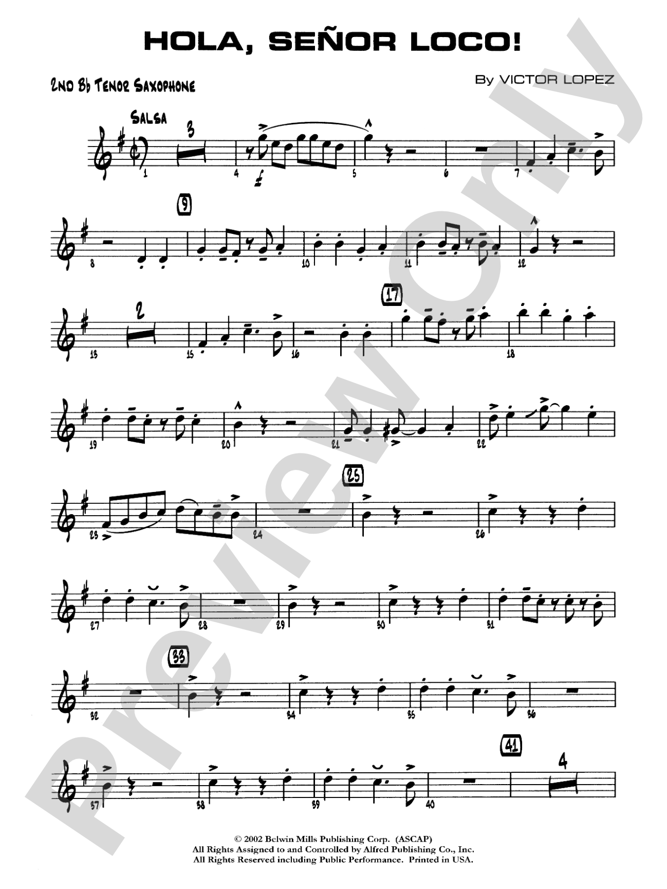 Hola, Señor Loco!: 2nd B-flat Tenor Saxophone
