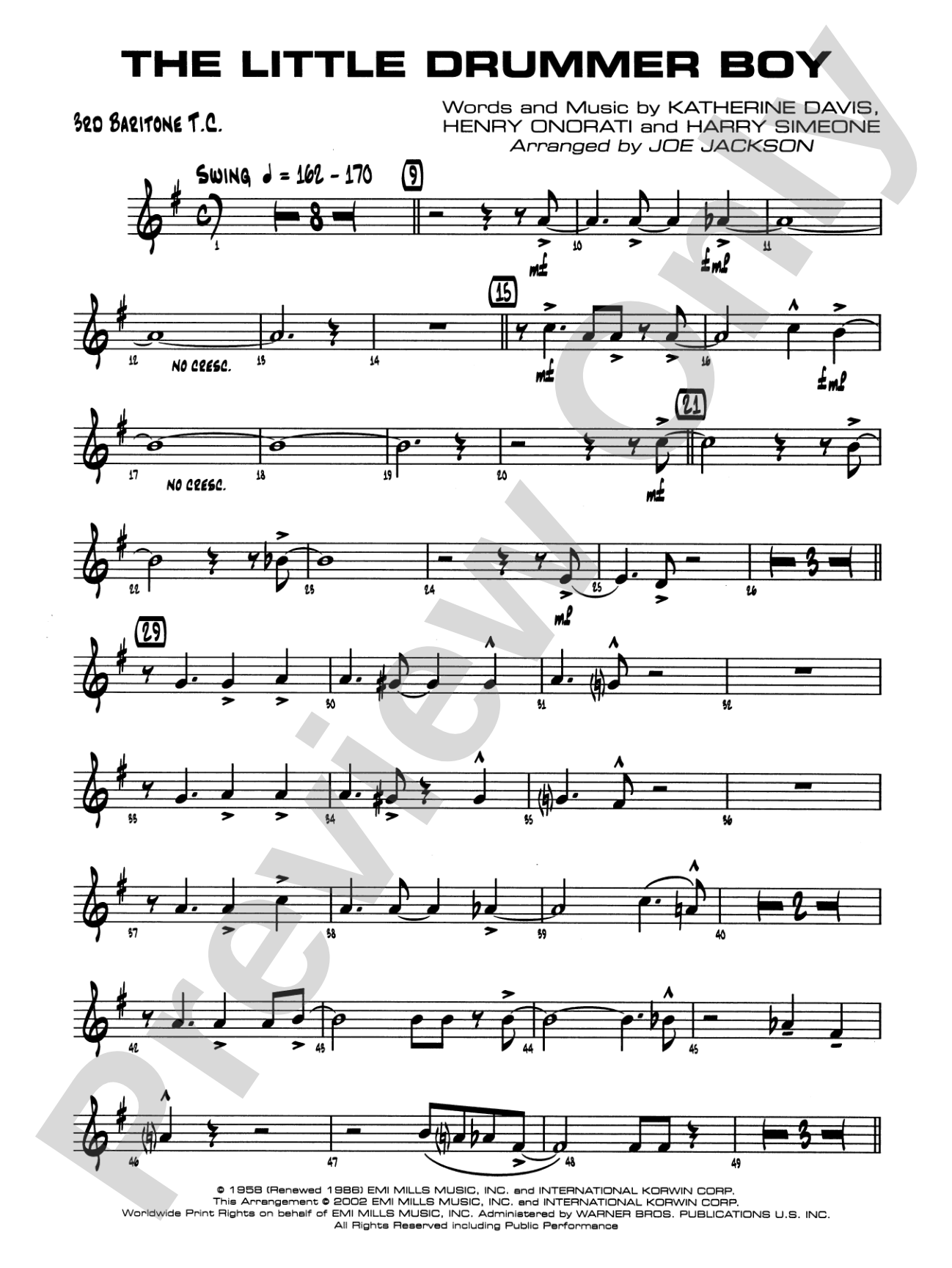 The Little Drummer Boy: 3rd Baritone T.C.