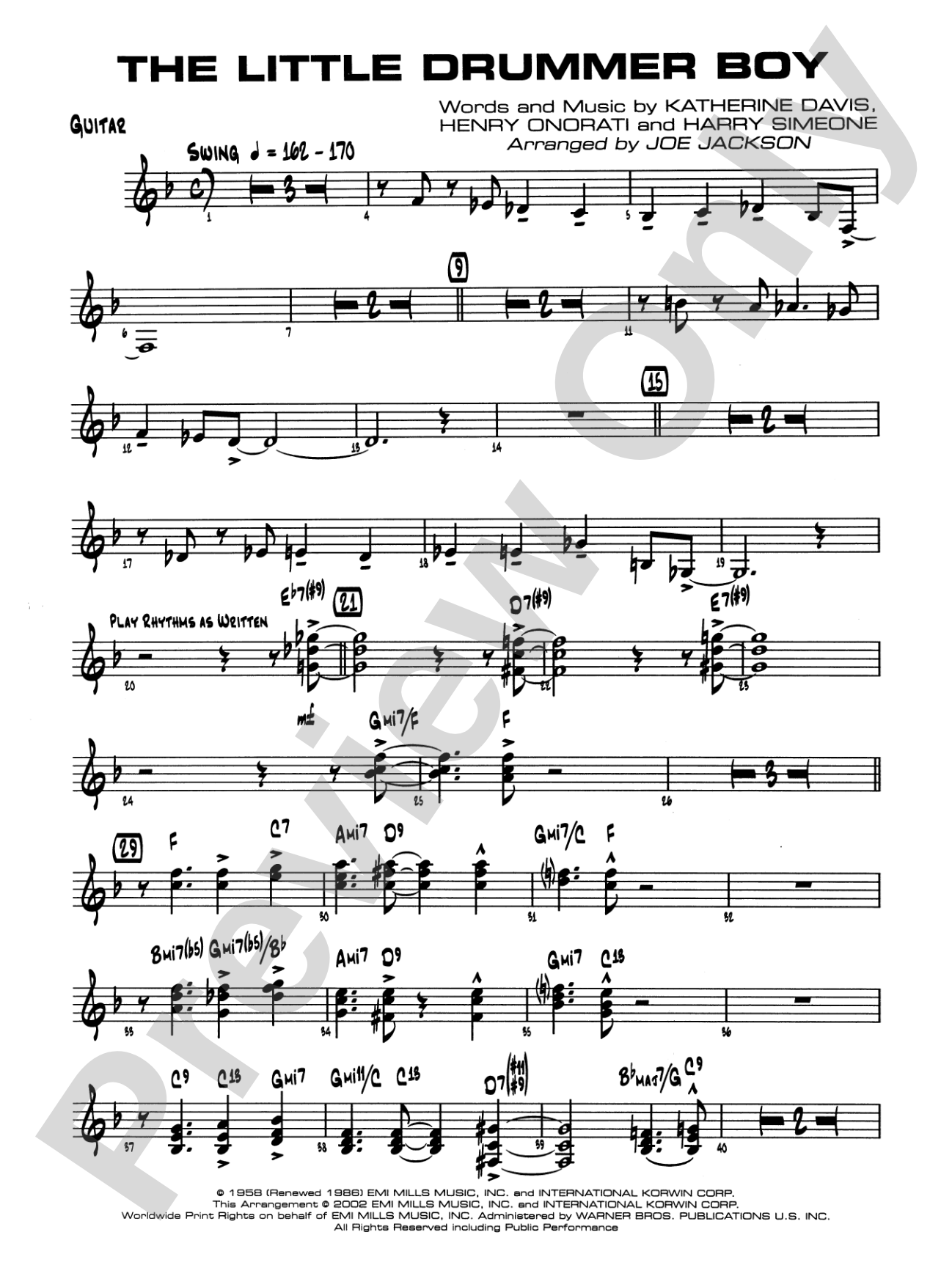 The Little Drummer Boy: Guitar