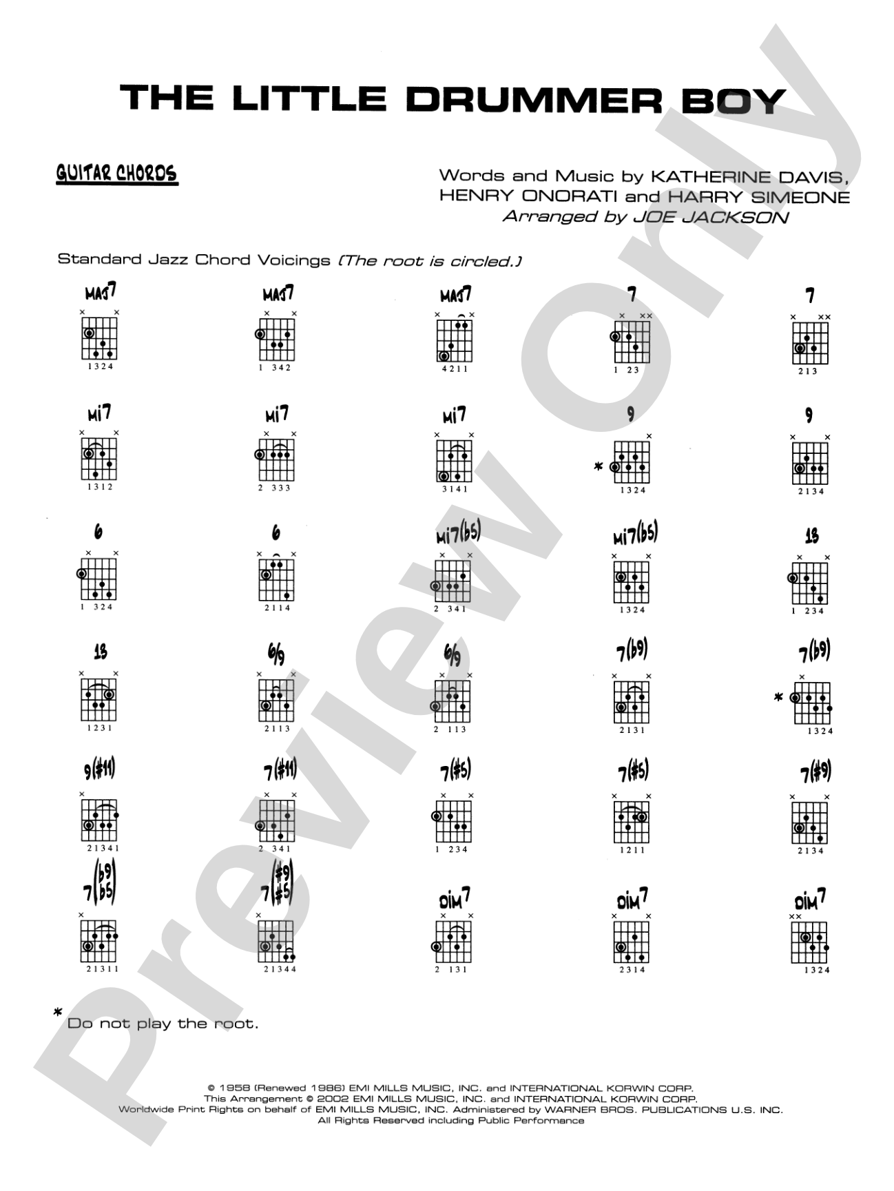 The Little Drummer Boy: Guitar Chords