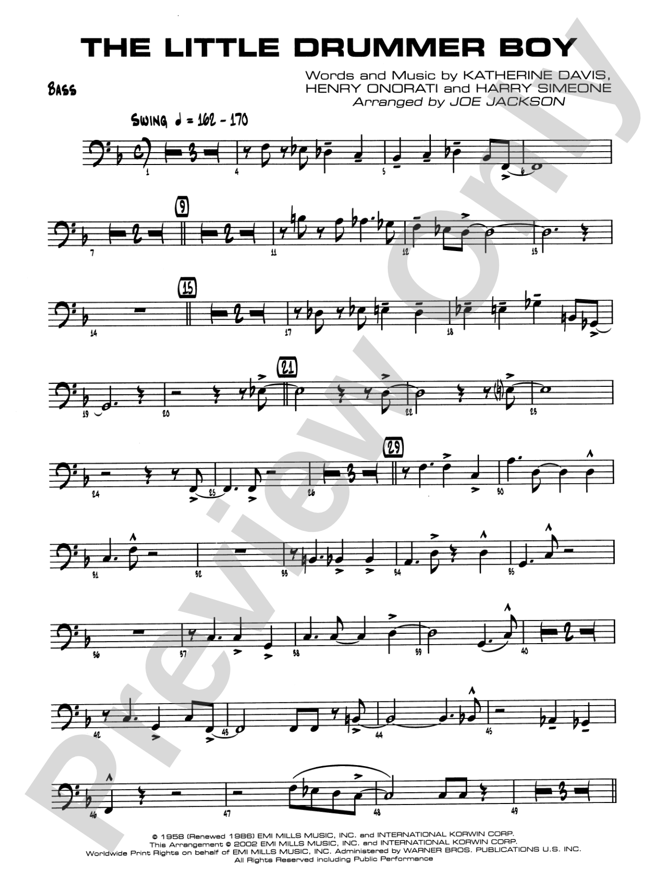 The Little Drummer Boy: String Bass