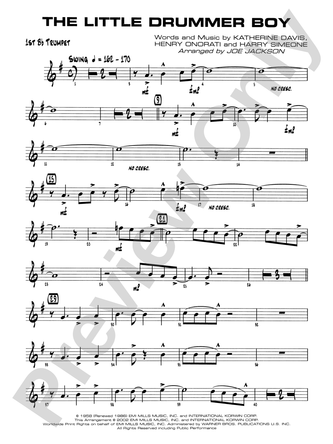 The Little Drummer Boy: 1st B-flat Trumpet