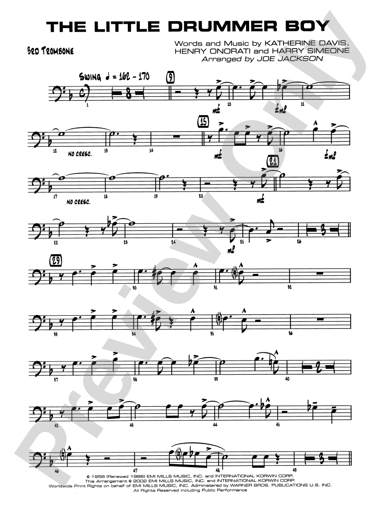 The Little Drummer Boy: 3rd Trombone