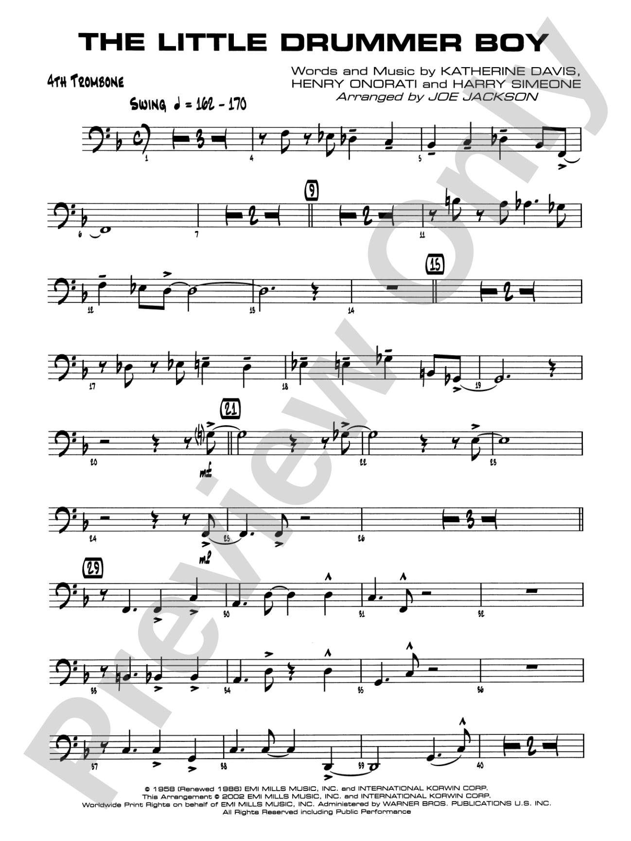 The Little Drummer Boy: 4th Trombone
