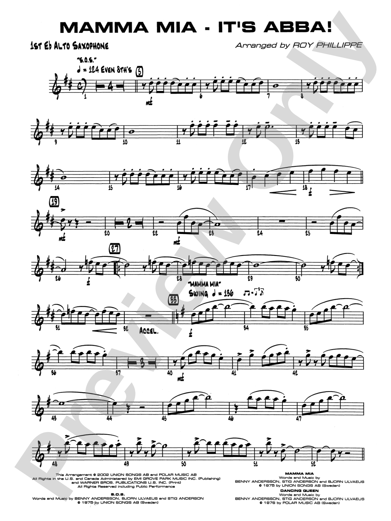 Mamma Mia -- It's ABBA!: E-flat Alto Saxophone