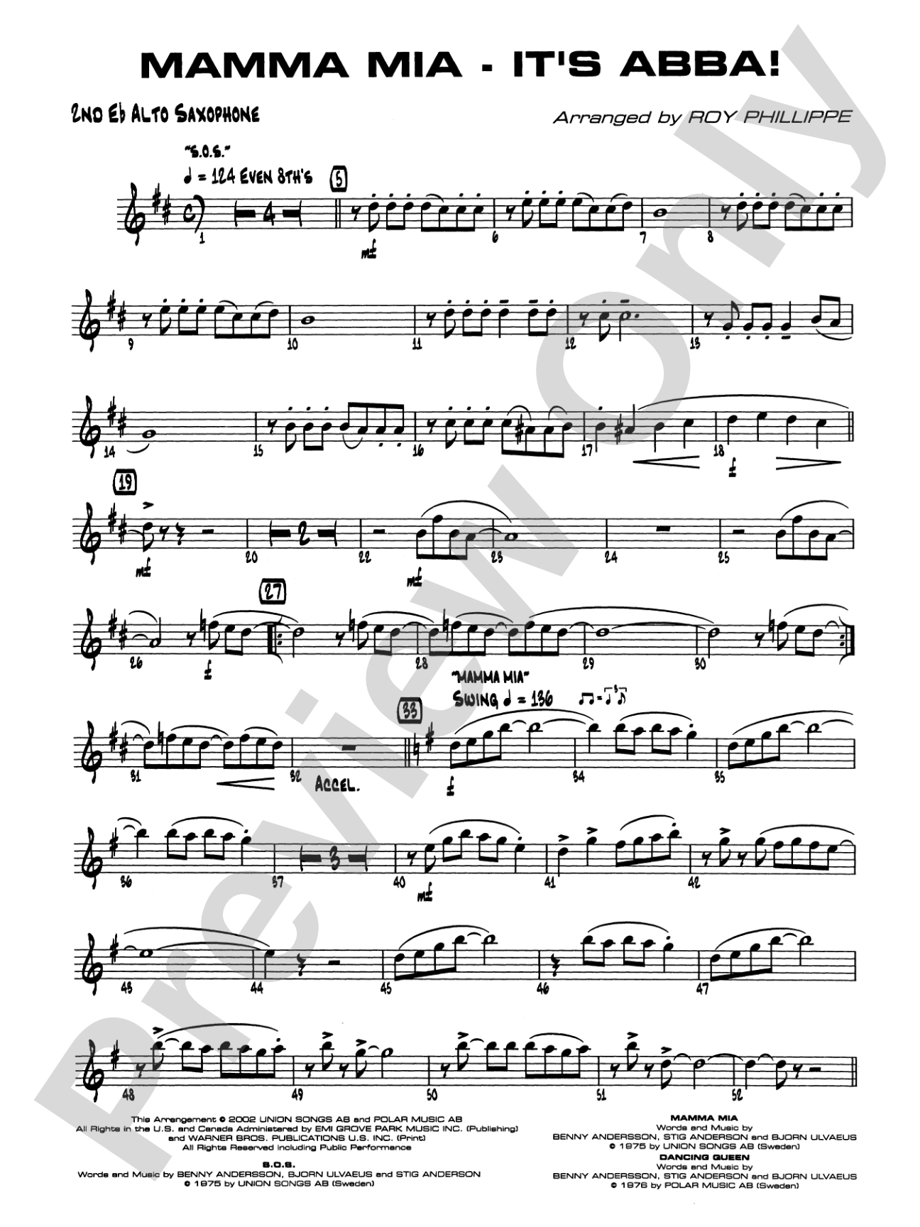 Mamma Mia -- It's ABBA!: 2nd E-flat Alto Saxophone