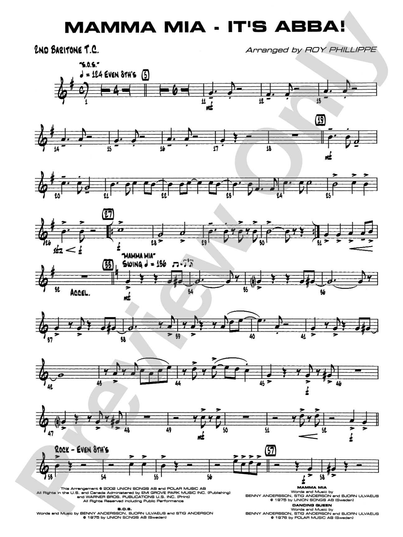 Mamma Mia -- It's ABBA!: 2nd Baritone T.C.