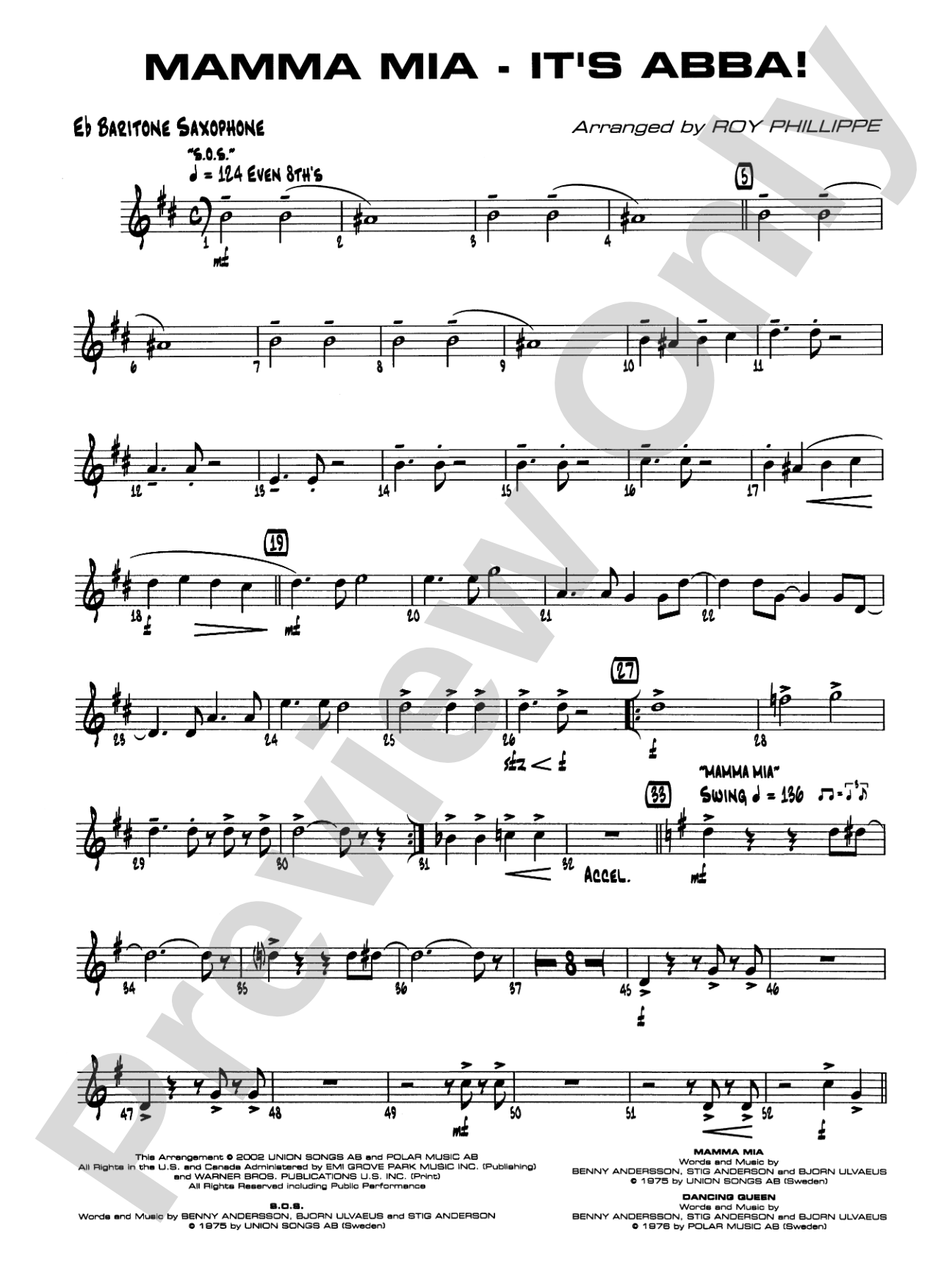 Mamma Mia -- It's ABBA!: E-flat Baritone Saxophone