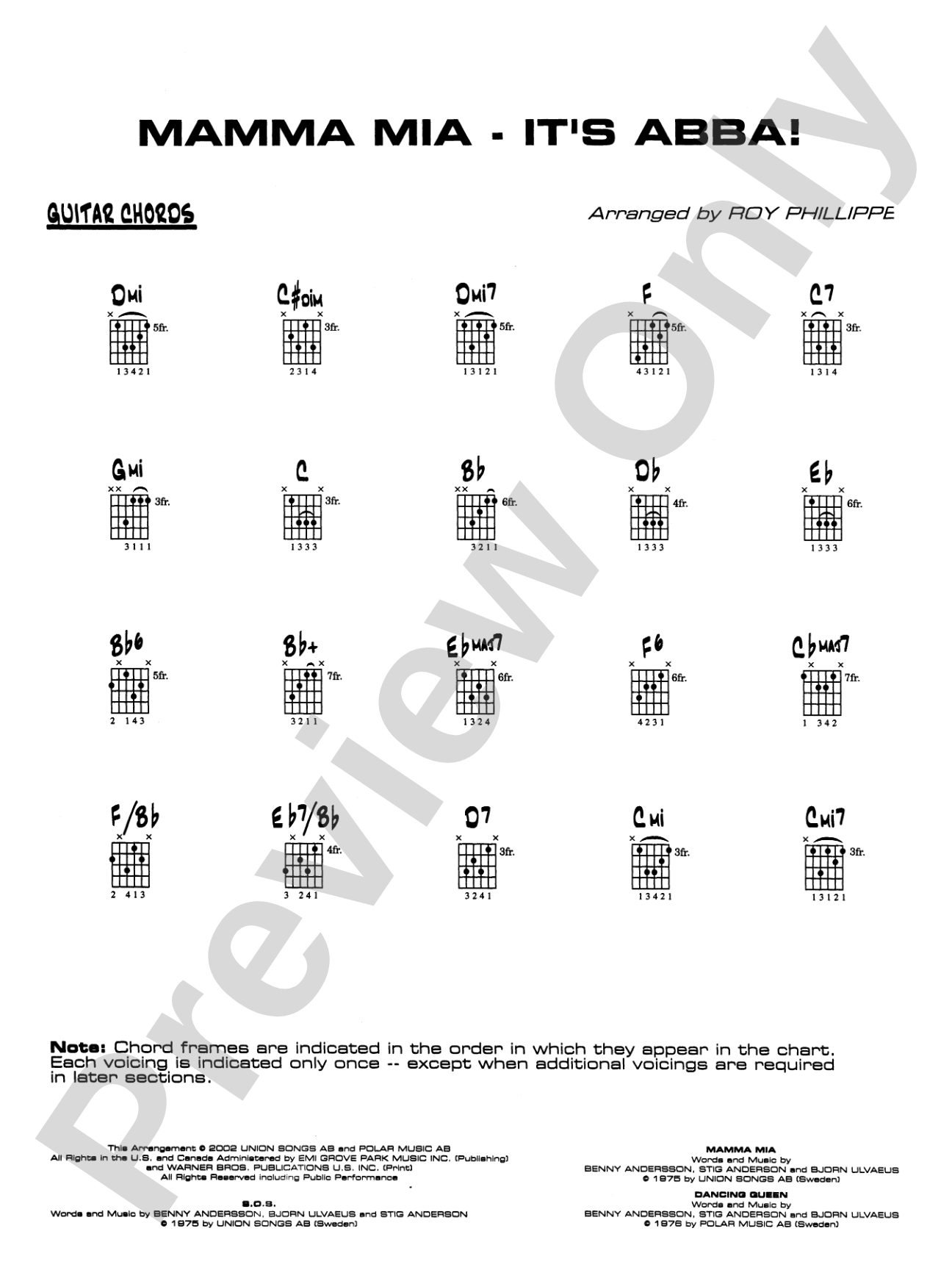 Mamma Mia -- It's ABBA!: Guitar Chords
