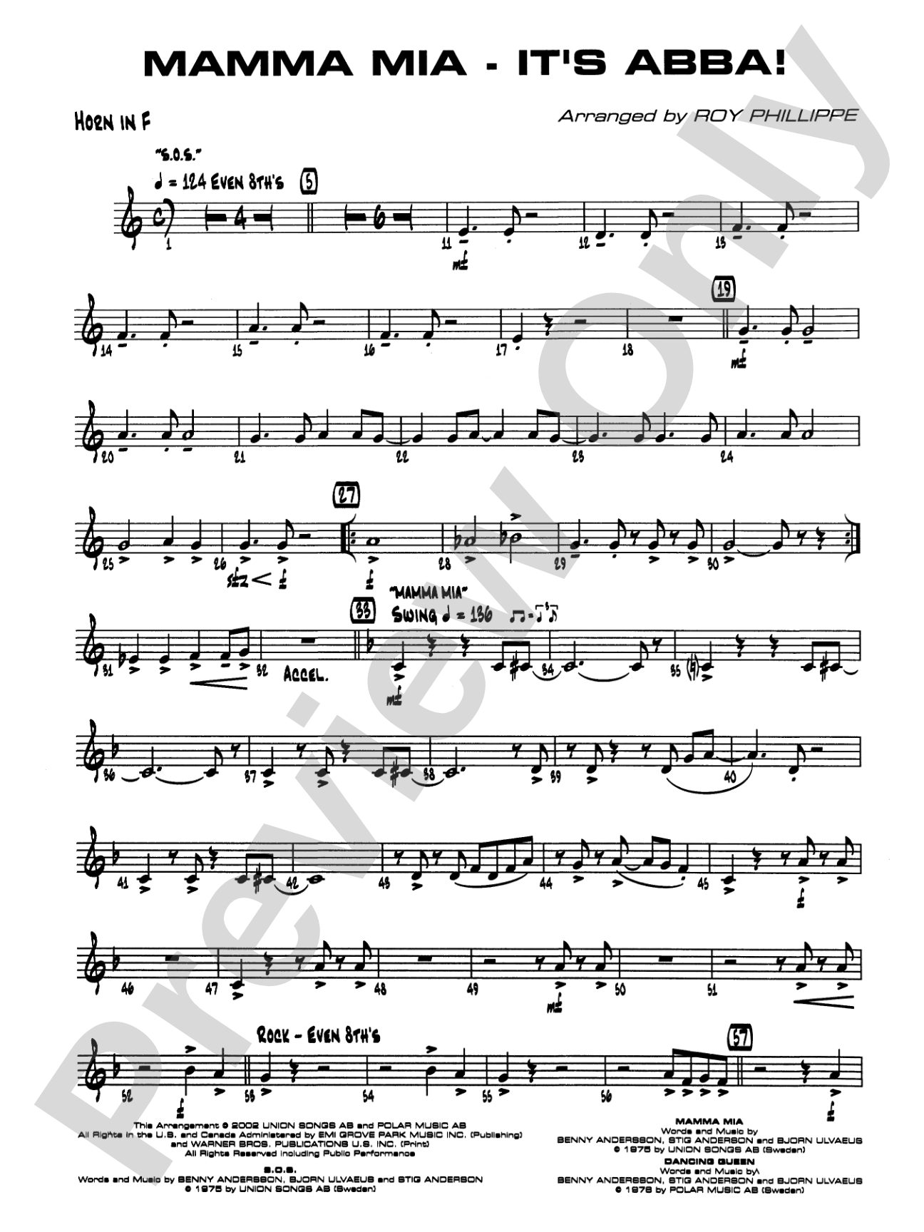 Mamma Mia -- It's ABBA!: 1st F Horn