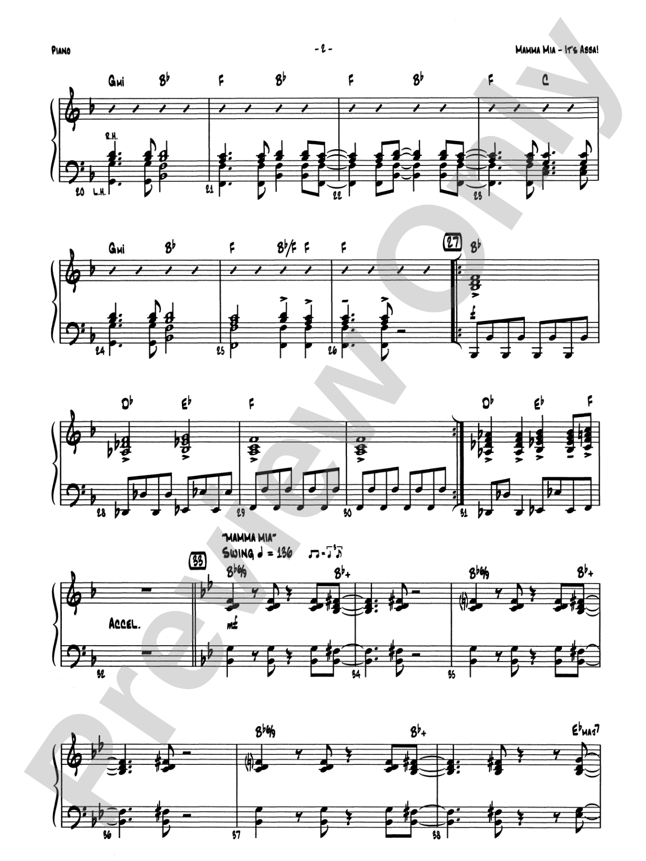 Mamma Mia -- It's ABBA!: Piano Accompaniment