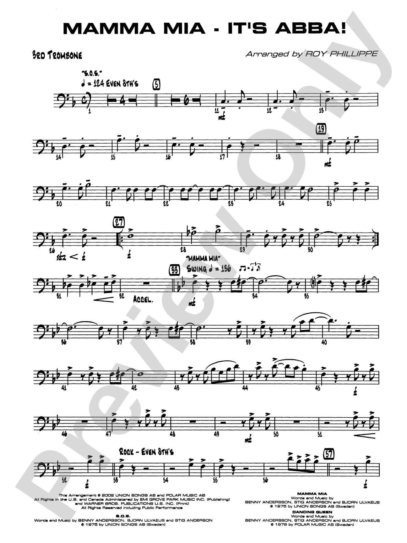 Mamma Mia -- It's ABBA!: 3rd Trombone