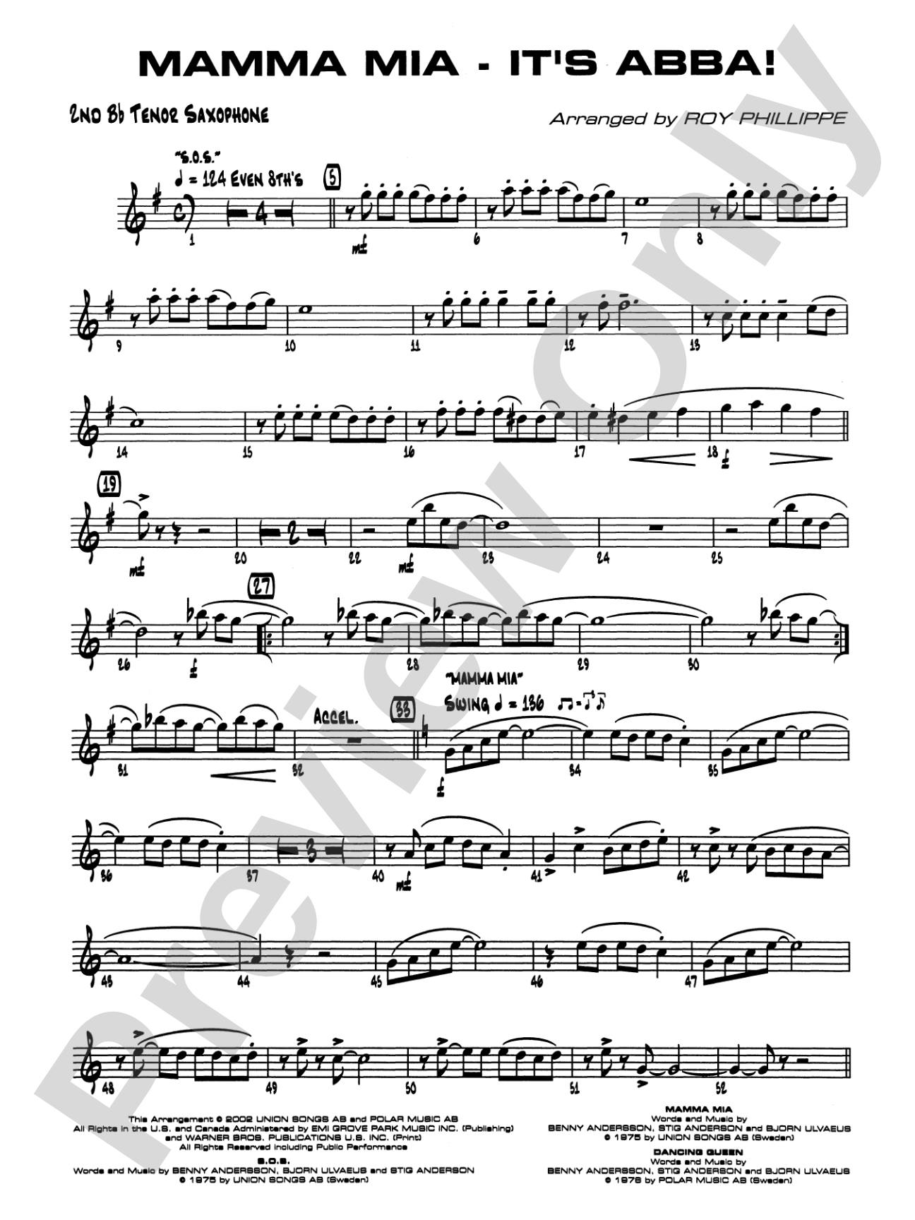 Mamma Mia -- It's ABBA!: 2nd B-flat Tenor Saxophone