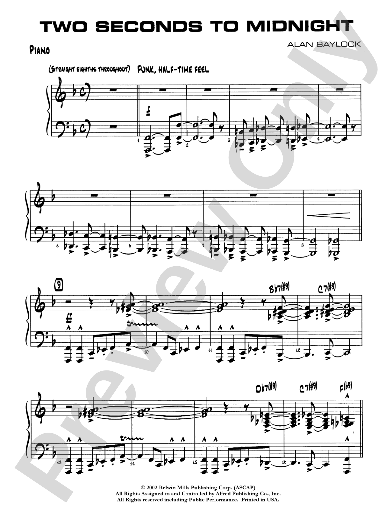 Two Seconds to Midnight: Piano Accompaniment