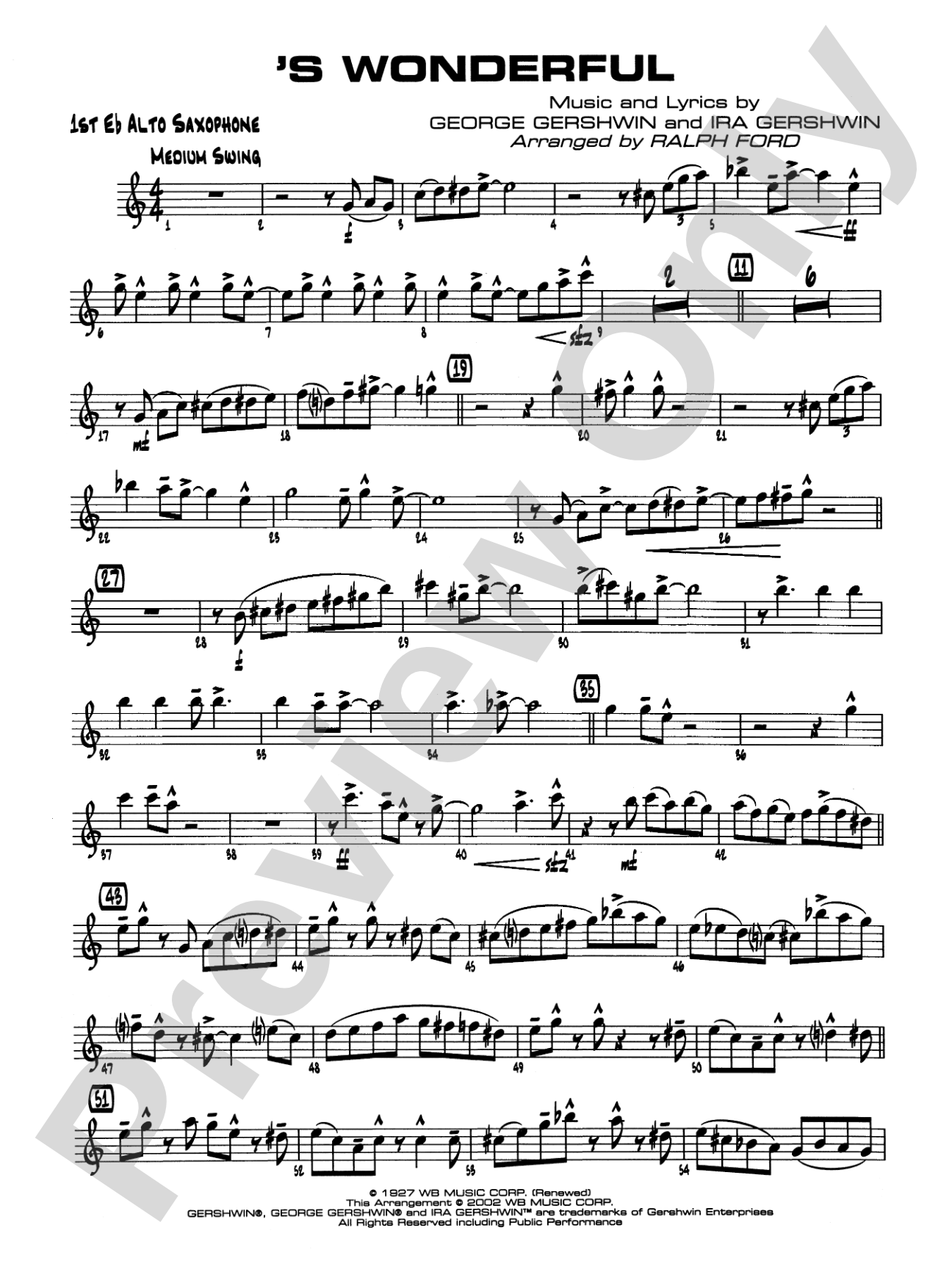 'S Wonderful: E-flat Alto Saxophone