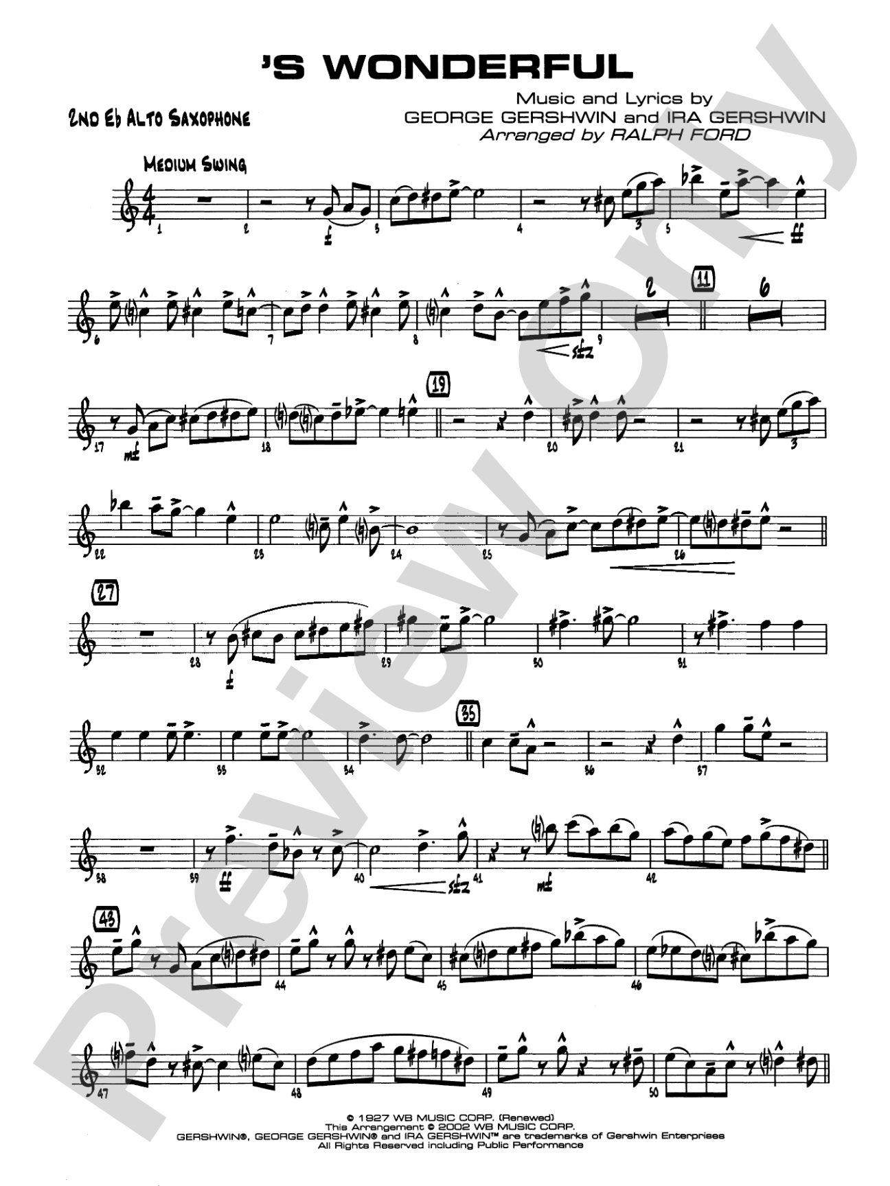 'S Wonderful: 2nd E-flat Alto Saxophone