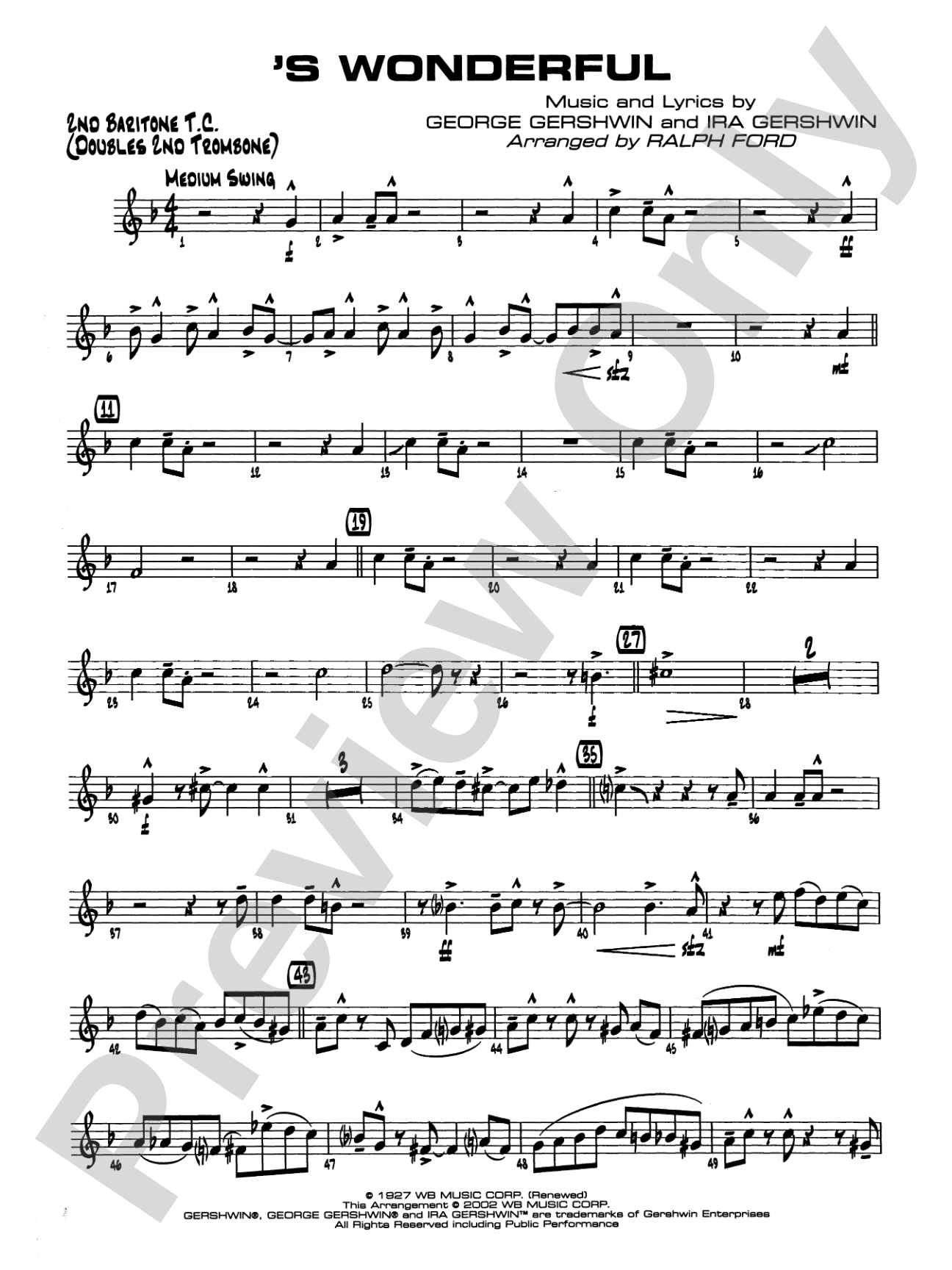'S Wonderful: 2nd Baritone T.C.