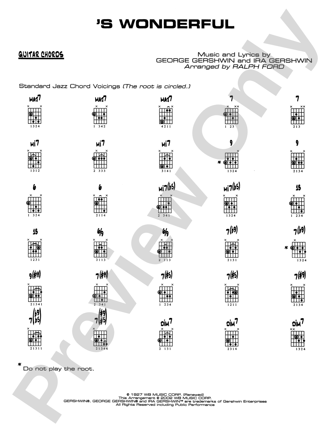 'S Wonderful: Guitar Chords