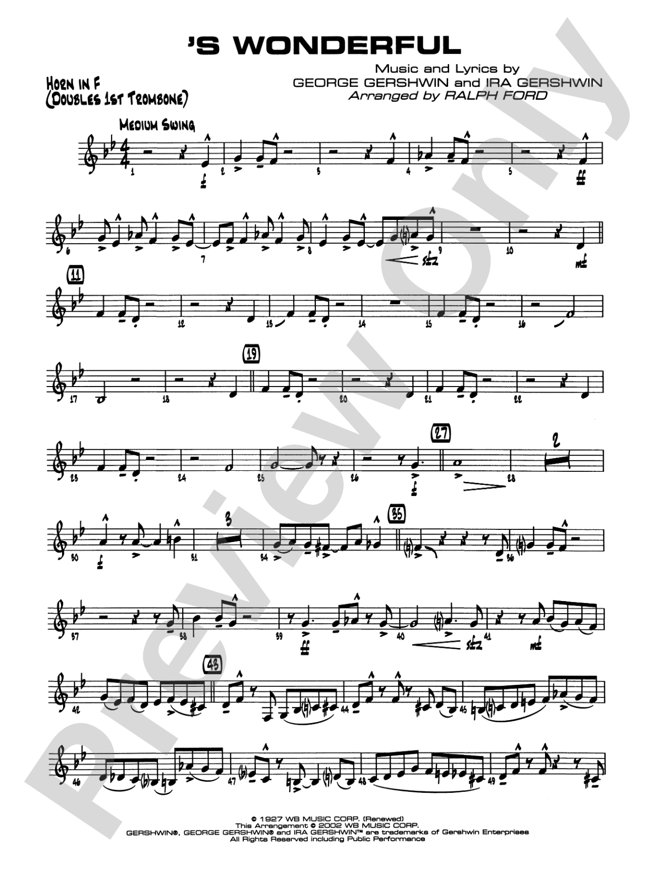 'S Wonderful: 1st F Horn
