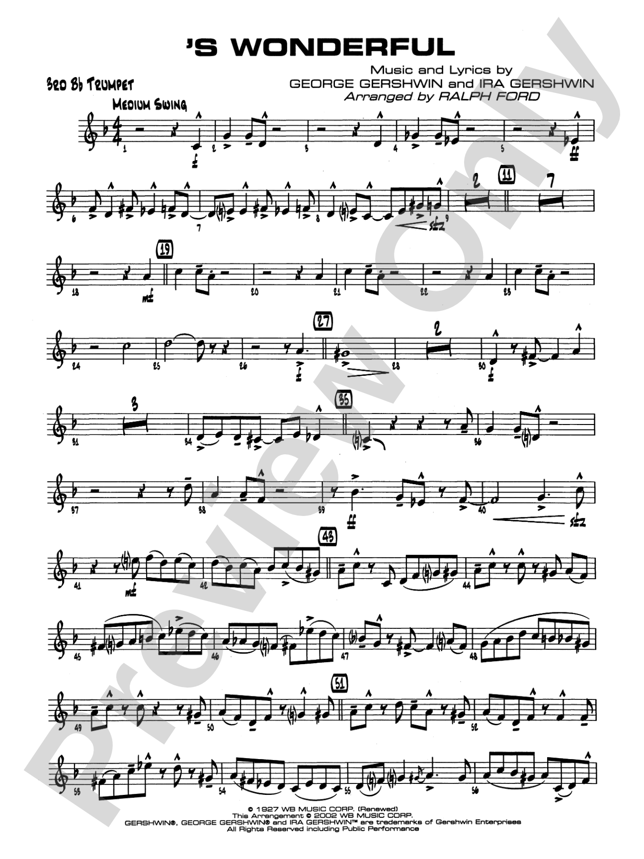 'S Wonderful: 3rd B-flat Trumpet