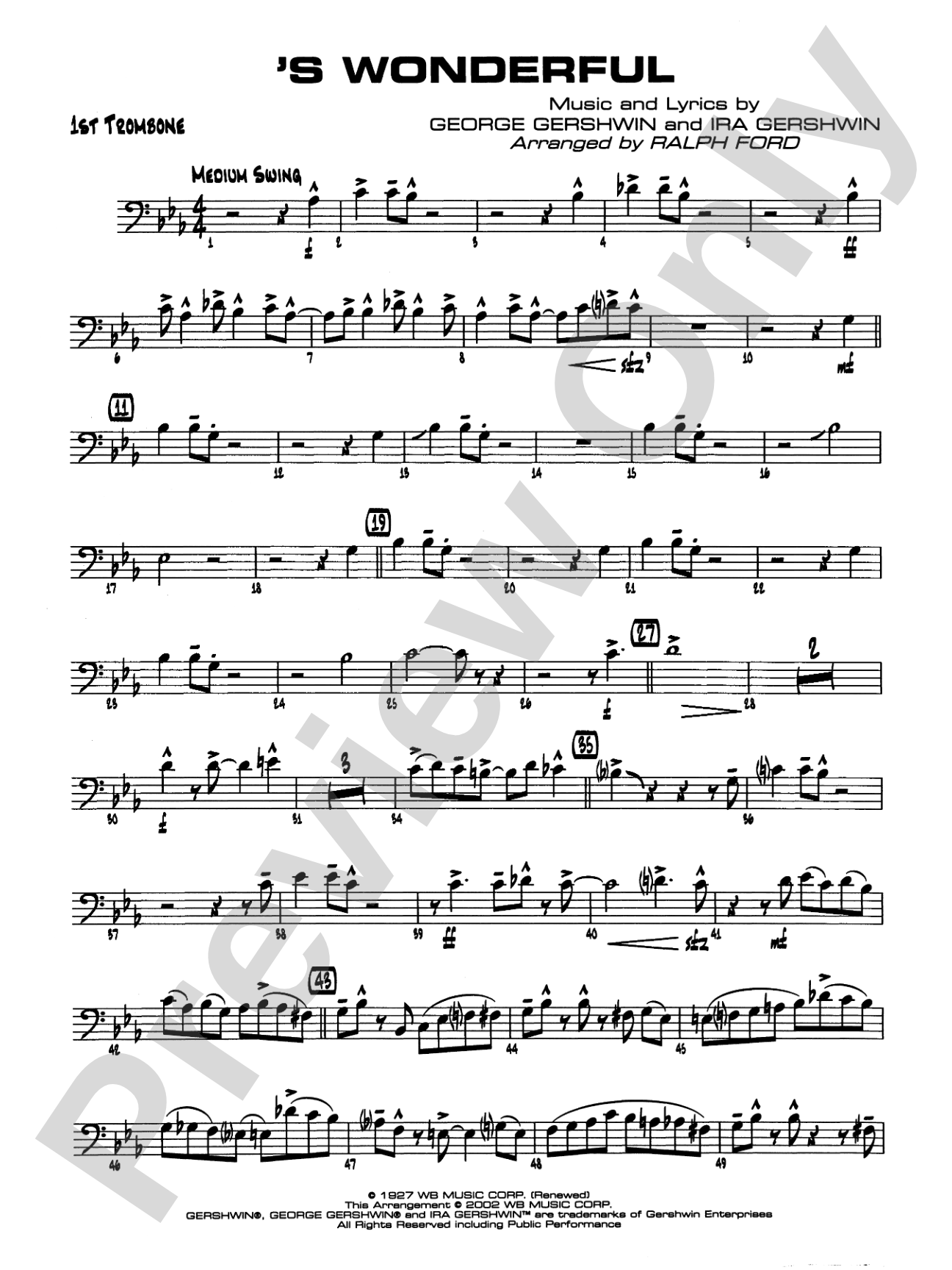 'S Wonderful: 1st Trombone