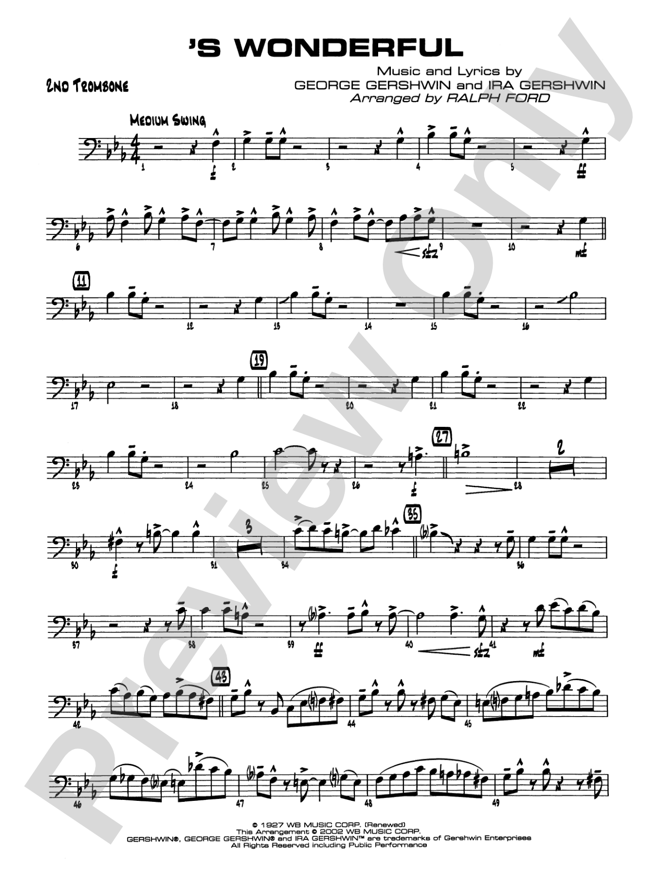 'S Wonderful: 2nd Trombone