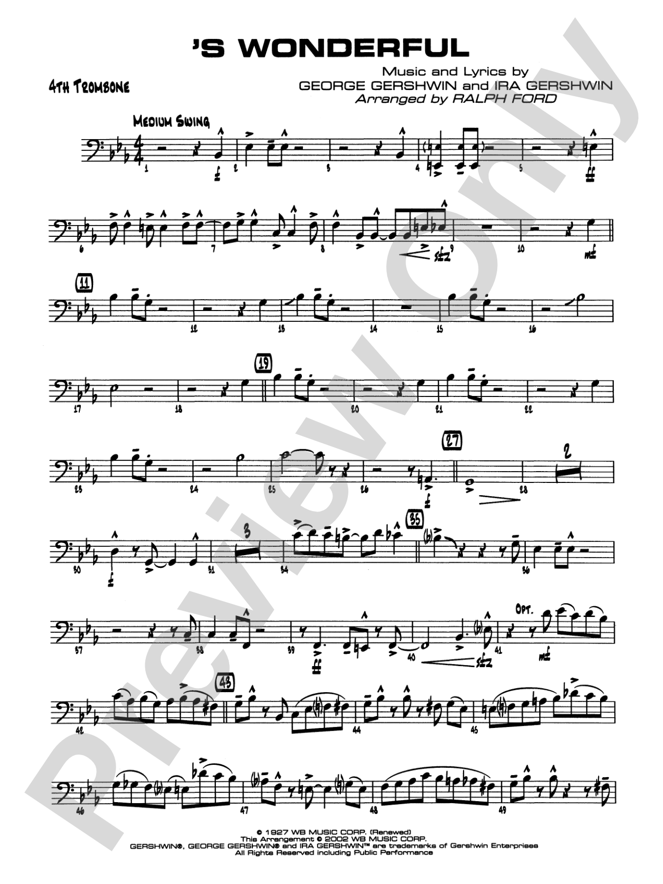 'S Wonderful: 4th Trombone