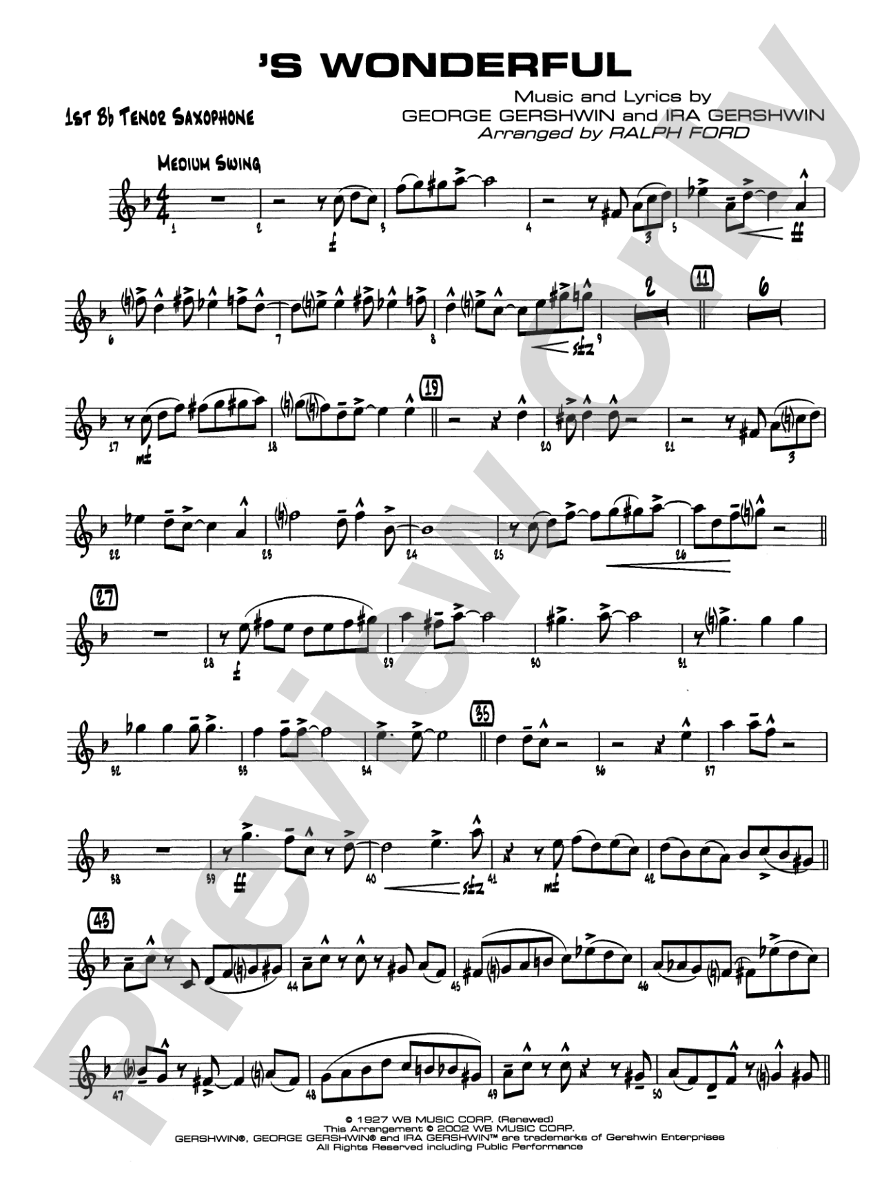 'S Wonderful: B-flat Tenor Saxophone