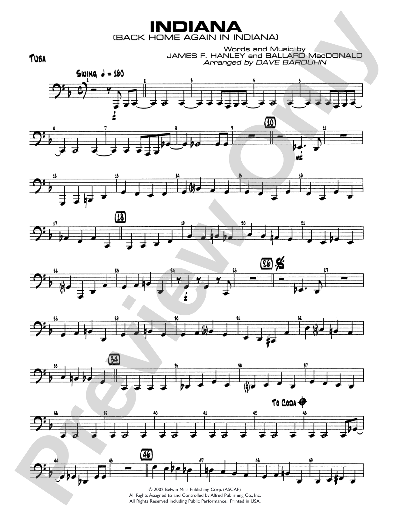 Indiana (Back Home Again in Indiana): Tuba