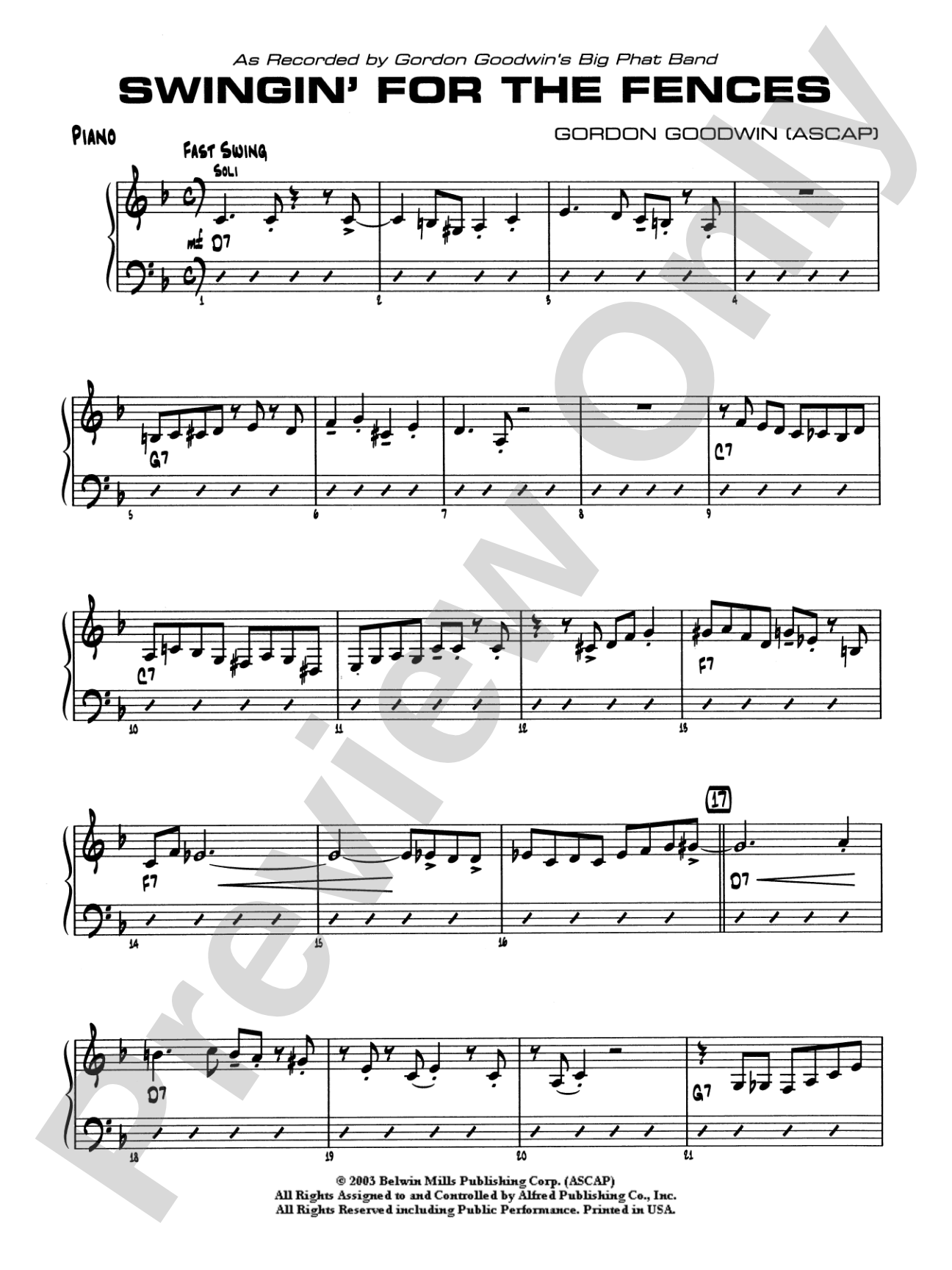 Swingin' for the Fences: Piano Accompaniment