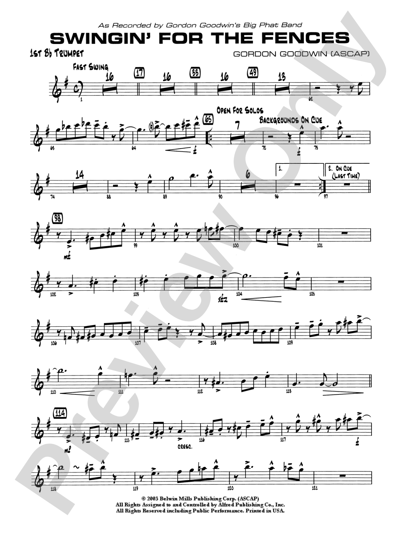 Swingin' for the Fences: 1st B-flat Trumpet