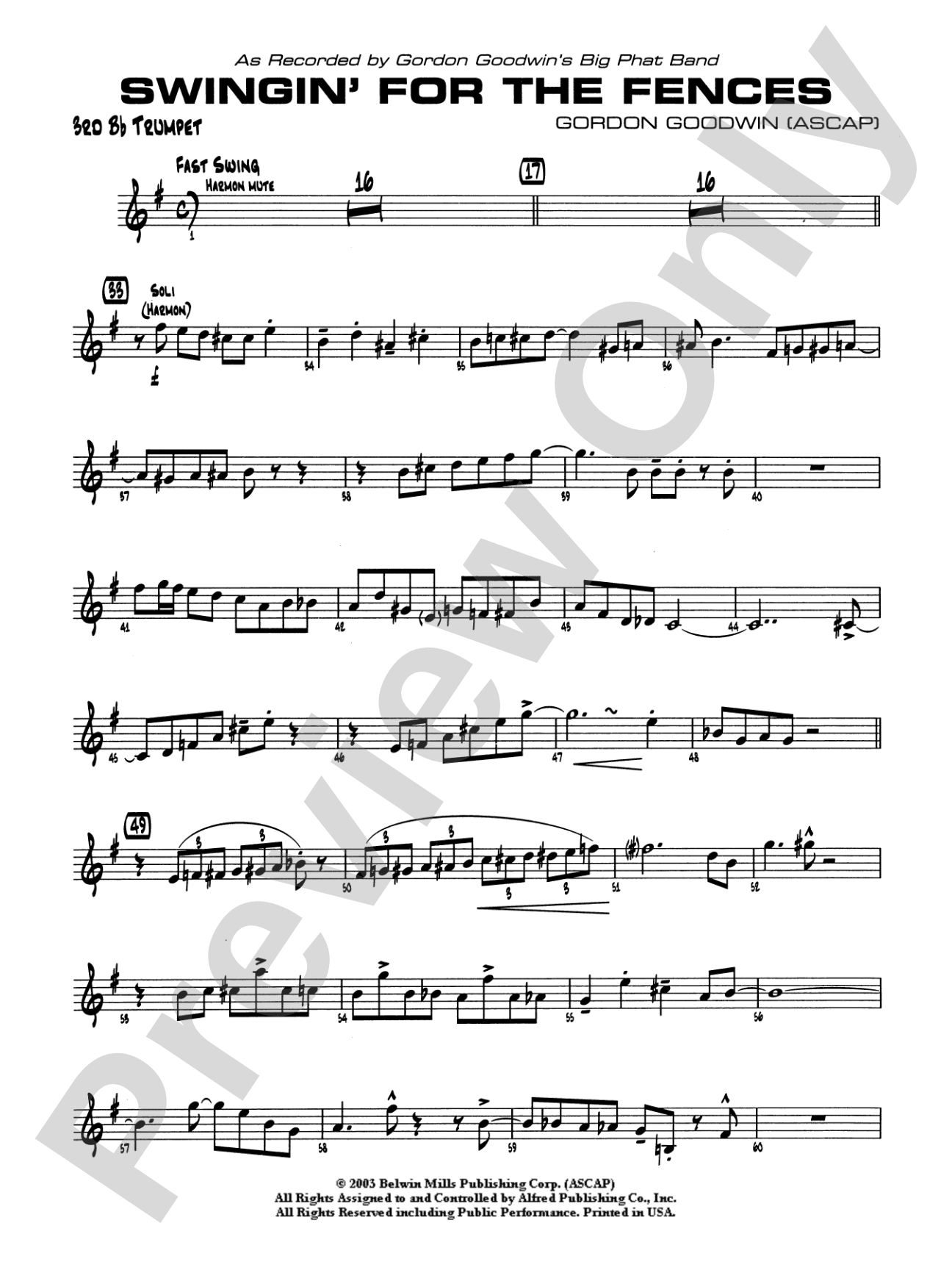 Swingin' for the Fences: 3rd B-flat Trumpet