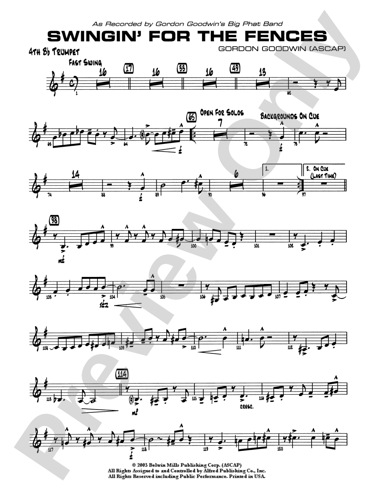 Swingin' for the Fences: 4th B-flat Trumpet
