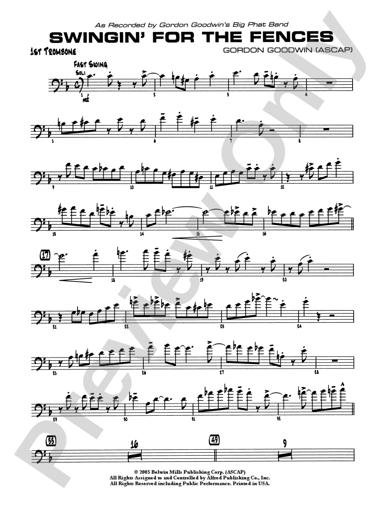 Swingin' for the Fences: 1st Trombone