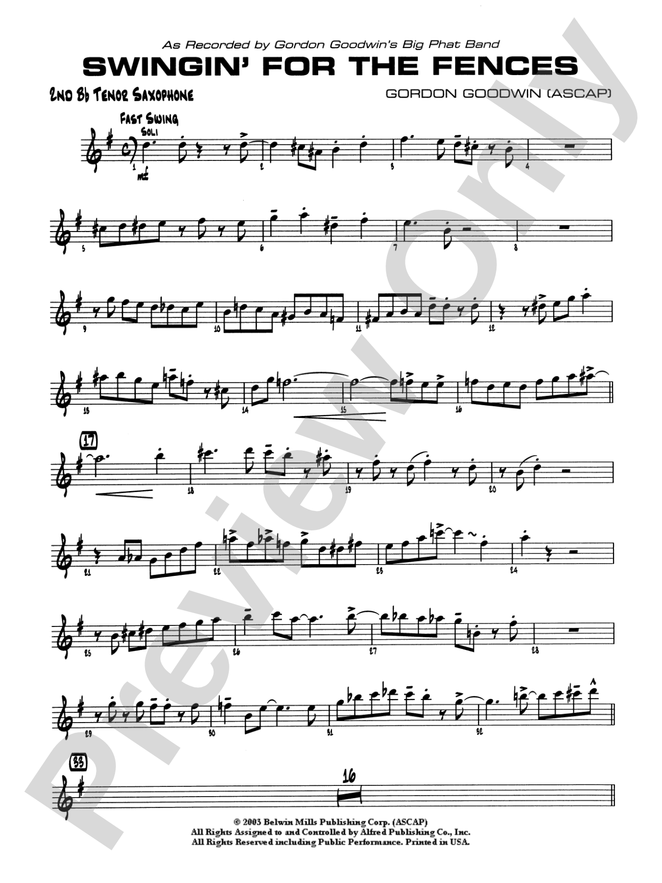 Swingin' for the Fences: 2nd B-flat Tenor Saxophone
